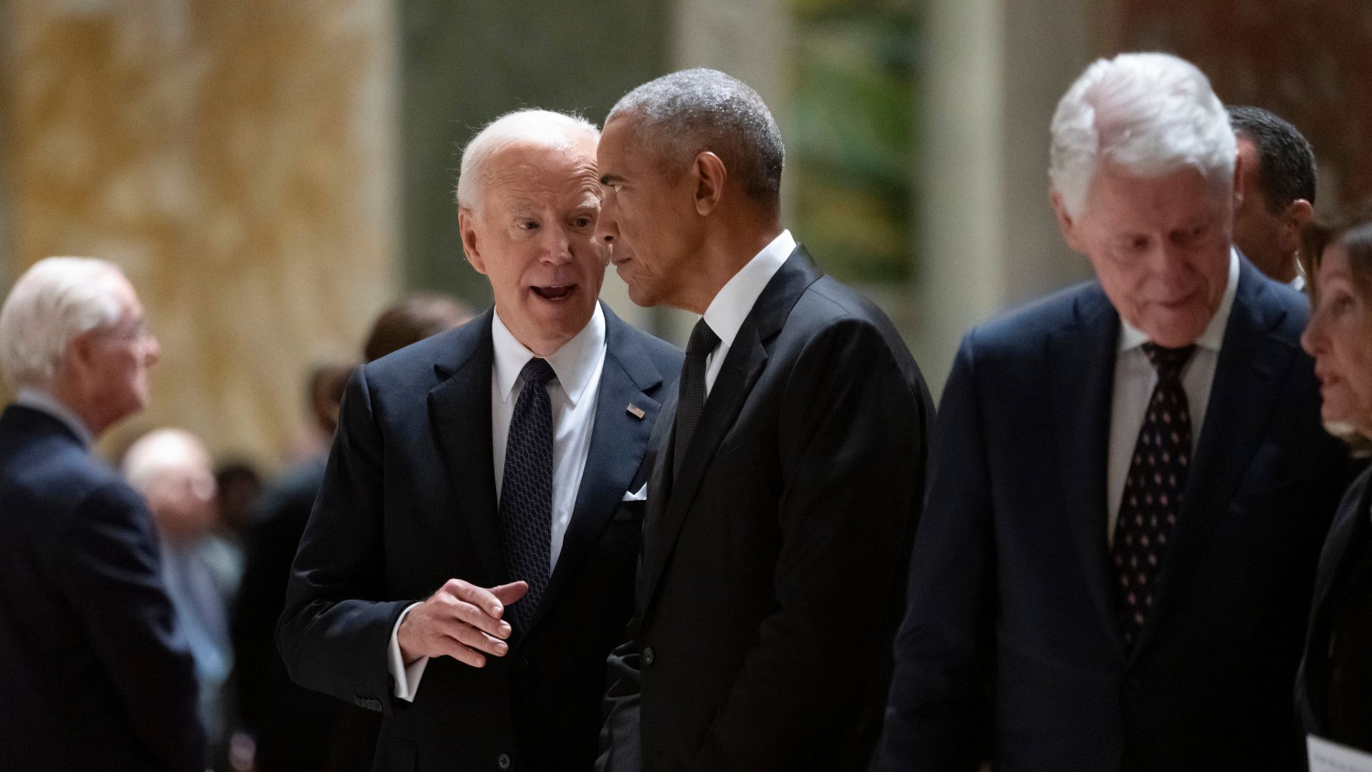 Former Presidents Joe Biden, Barack Obama and Bill Clinton attend a memorial service for Ethel Kennedy, the wife of Sen. Robert F. Kennedy, who died Oct. 10, 2024 at age 96.