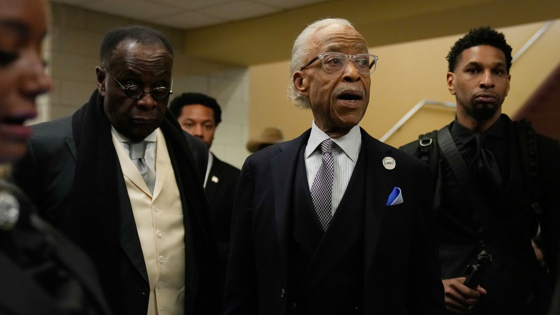 The Rev. Al Sharpton arrives for the Public Homegoing Service for the Rev. Jesse Jackson at the House of Hope in Chicago, Friday, March 6, 2026.