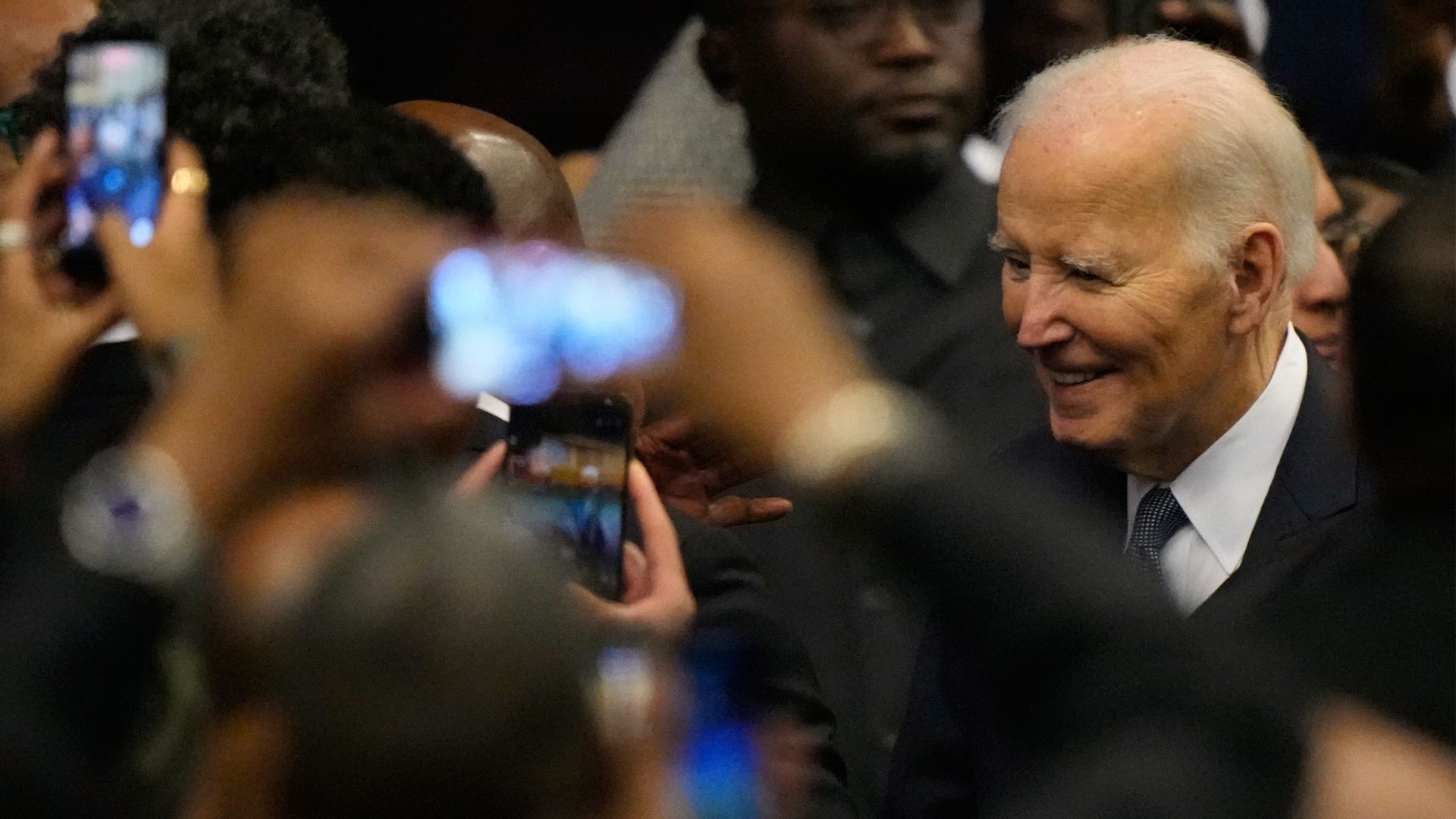 Former President Joe Biden arrives for the Public Homegoing Service for the Rev. Jesse Jackson at the House of Hope in Chicago, Friday, March 6, 2026.