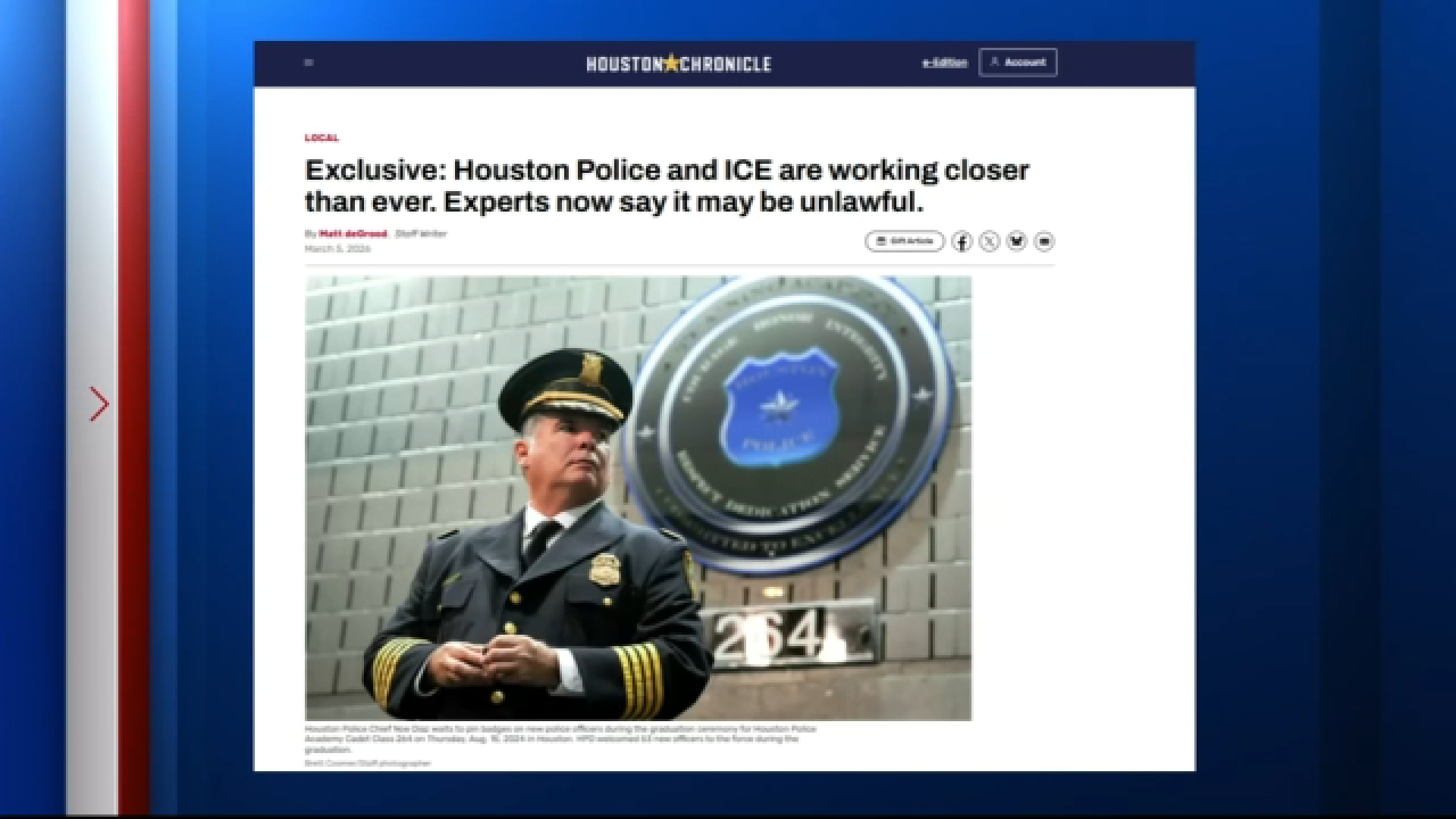 Houston Police Department relationship with ICE violates department policy, Houston Chronicle repor