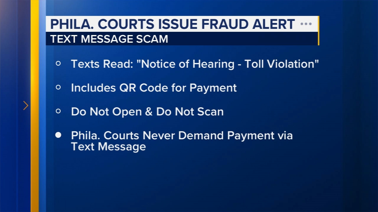 Philadelphia Courts warn of text messages alleging fake toll violations