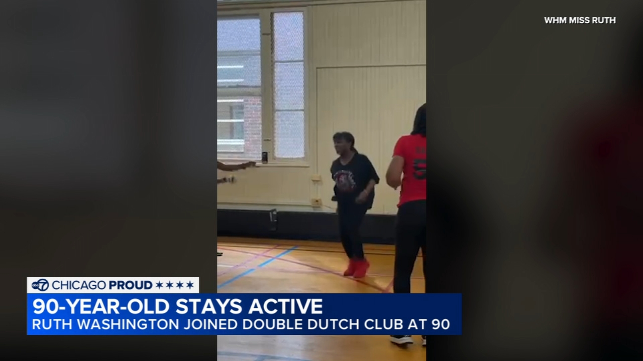 90-year-old old retired Chicago teacher stays active by jumping rope