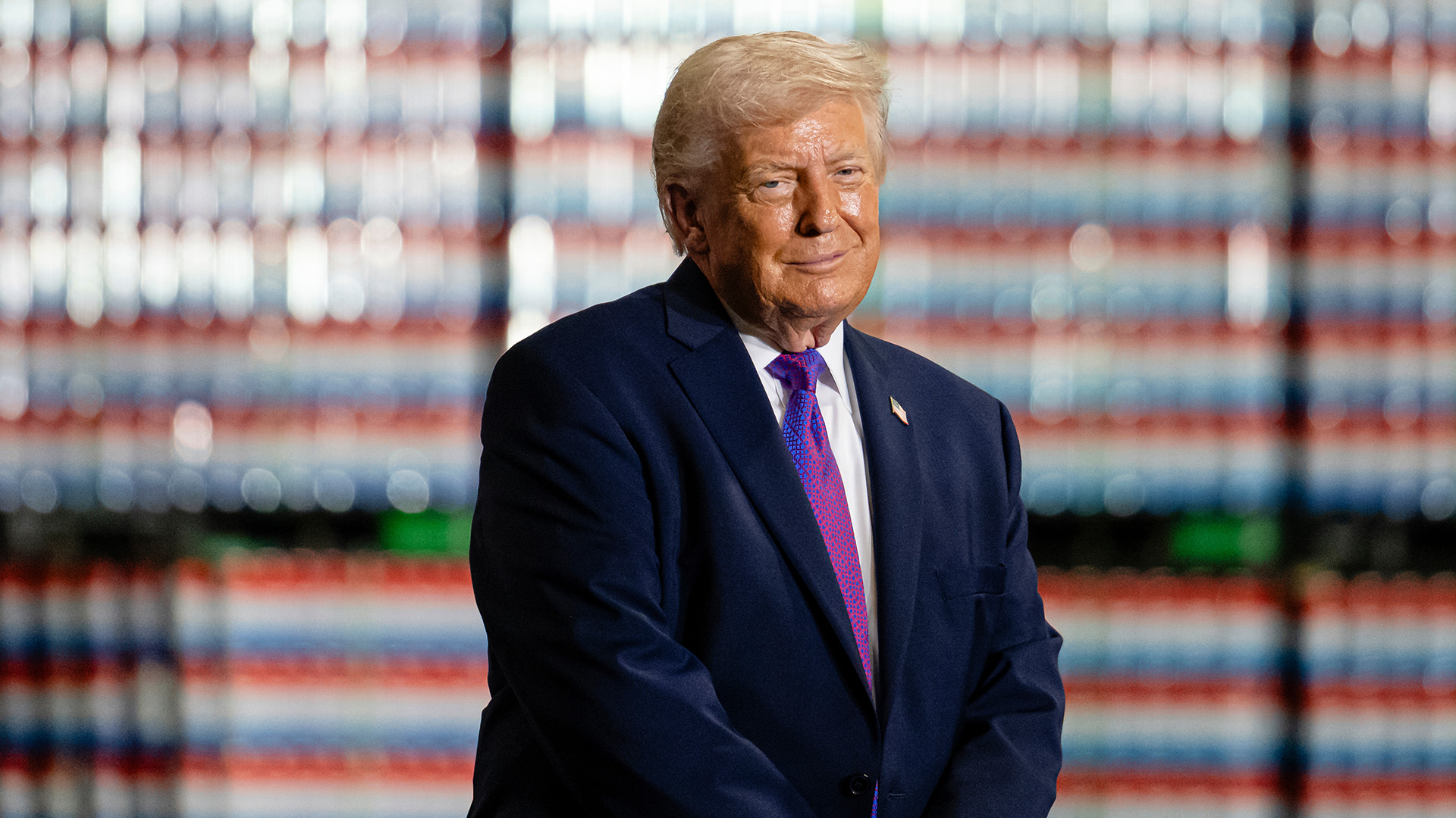 President Donald Trump arrives to speak at Verst Logistics Wednesday, March 11, 2026, in Hebron, Ky.