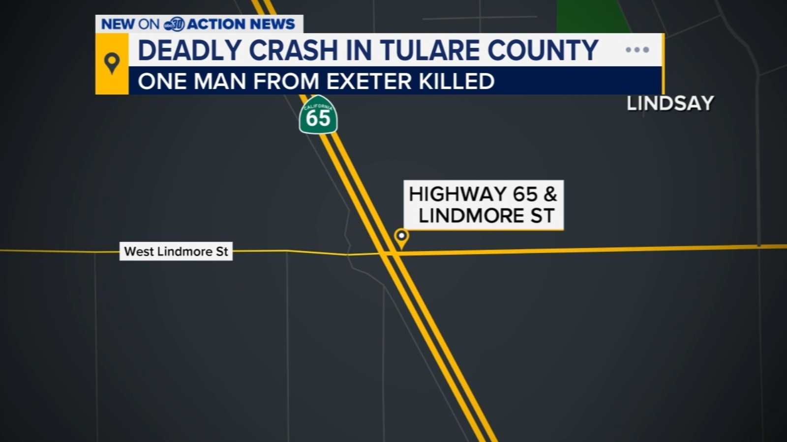 Man killed in crash in Tulare County, CHP says - ABC30 Fresno