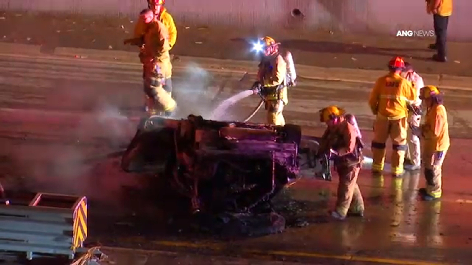 1 person killed in fiery, 3-vehicle crash on 110 Freeway in downtown LA ...