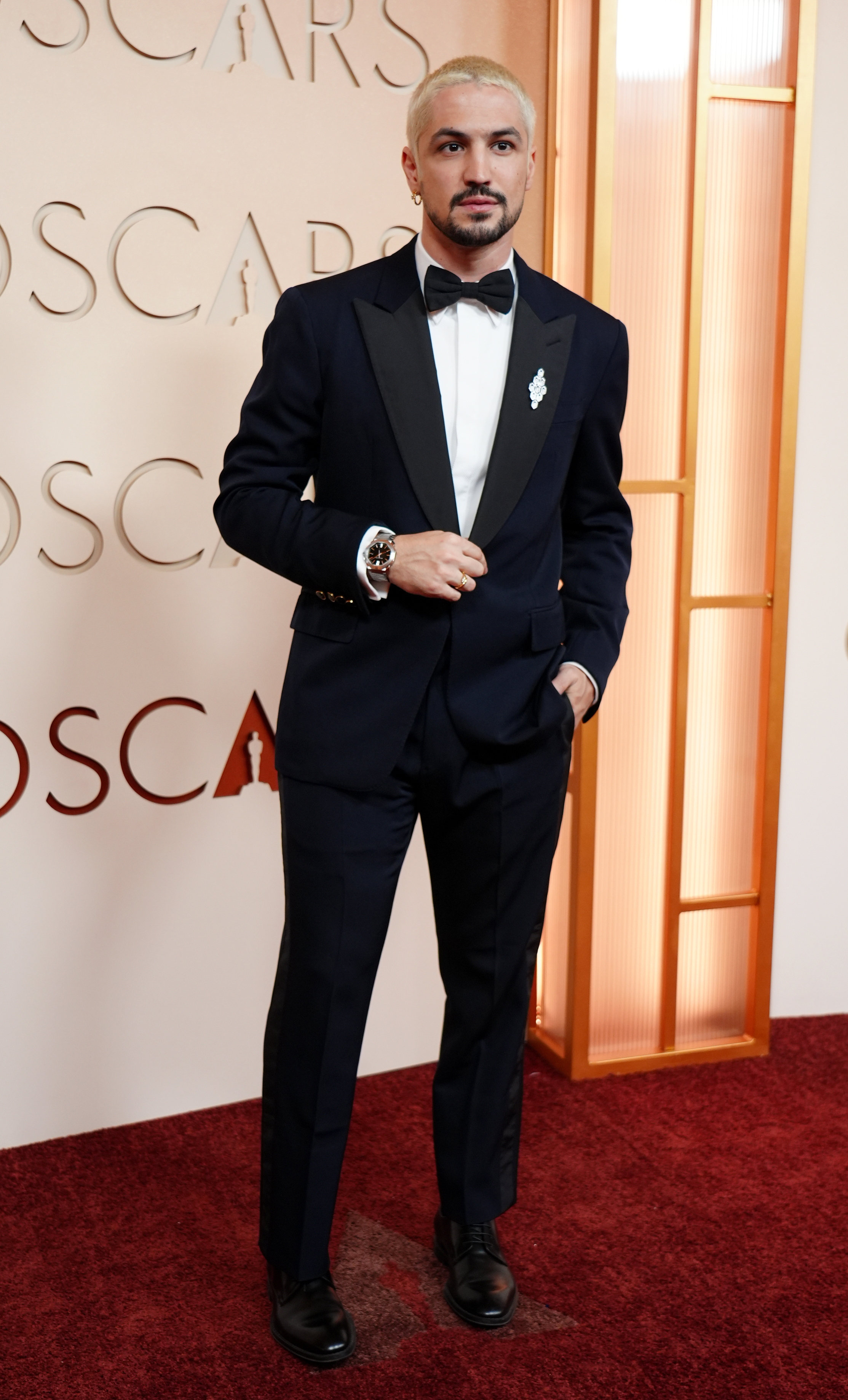 Gabriel Leone arrives at the Oscars on Sunday, March 15, 2026, at the Dolby Theatre in Los Angeles.