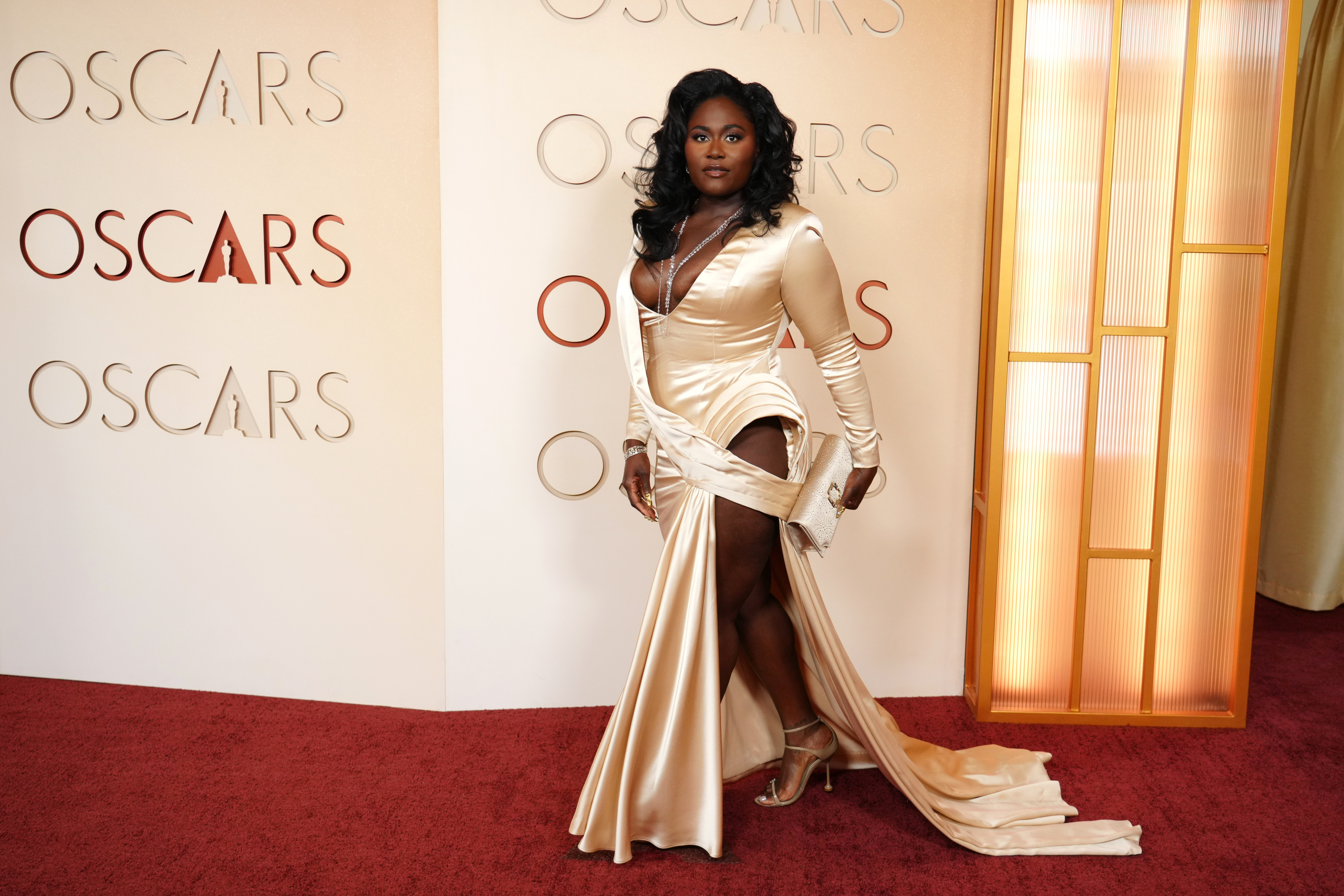 Danielle Brooks arrives at the Oscars on Sunday, March 15, 2026, at the Dolby Theatre in Los Angeles.