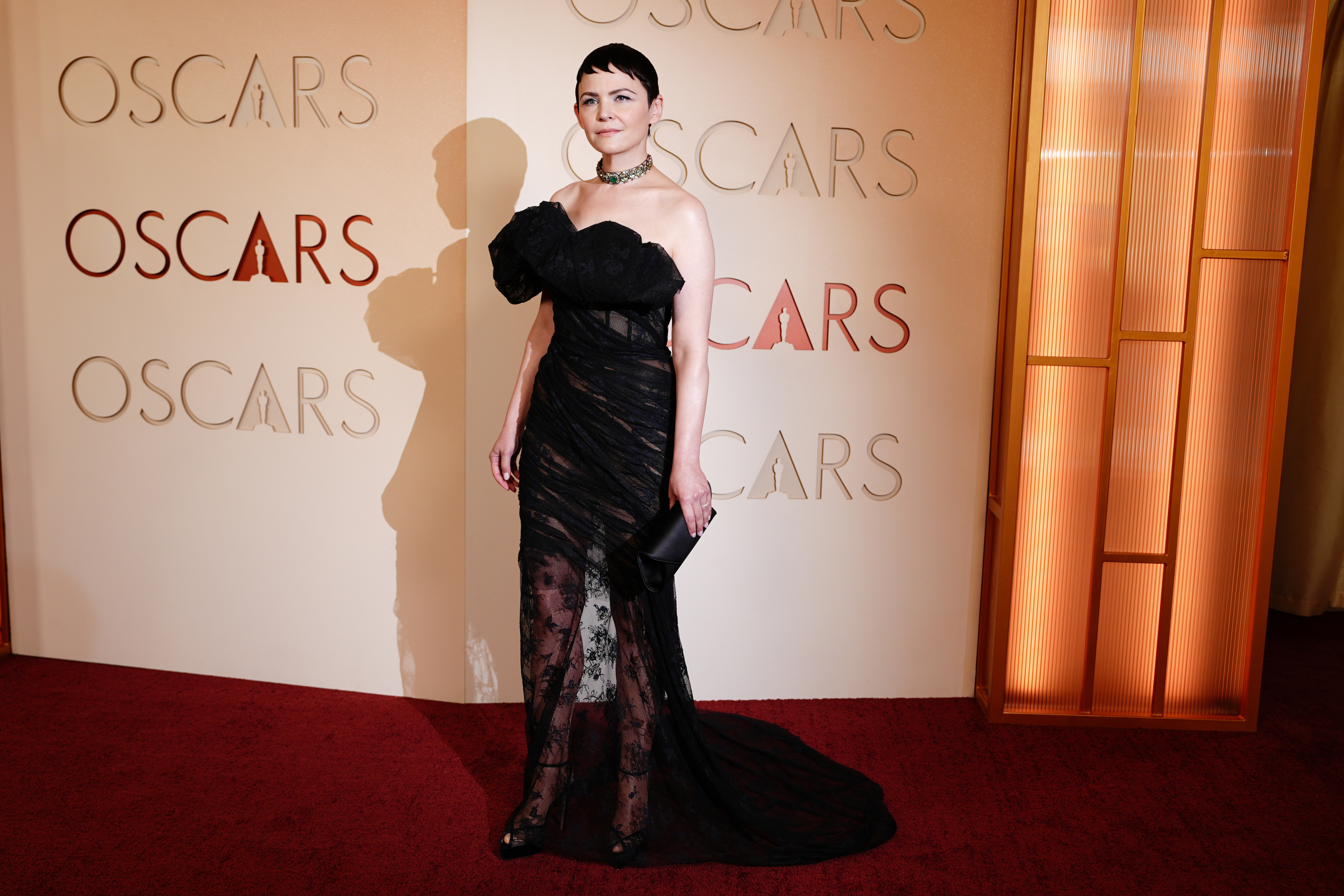 Ginnifer Goodwin arrives at the Oscars on Sunday, March 15, 2026, at the Dolby Theatre in Los Angeles.
