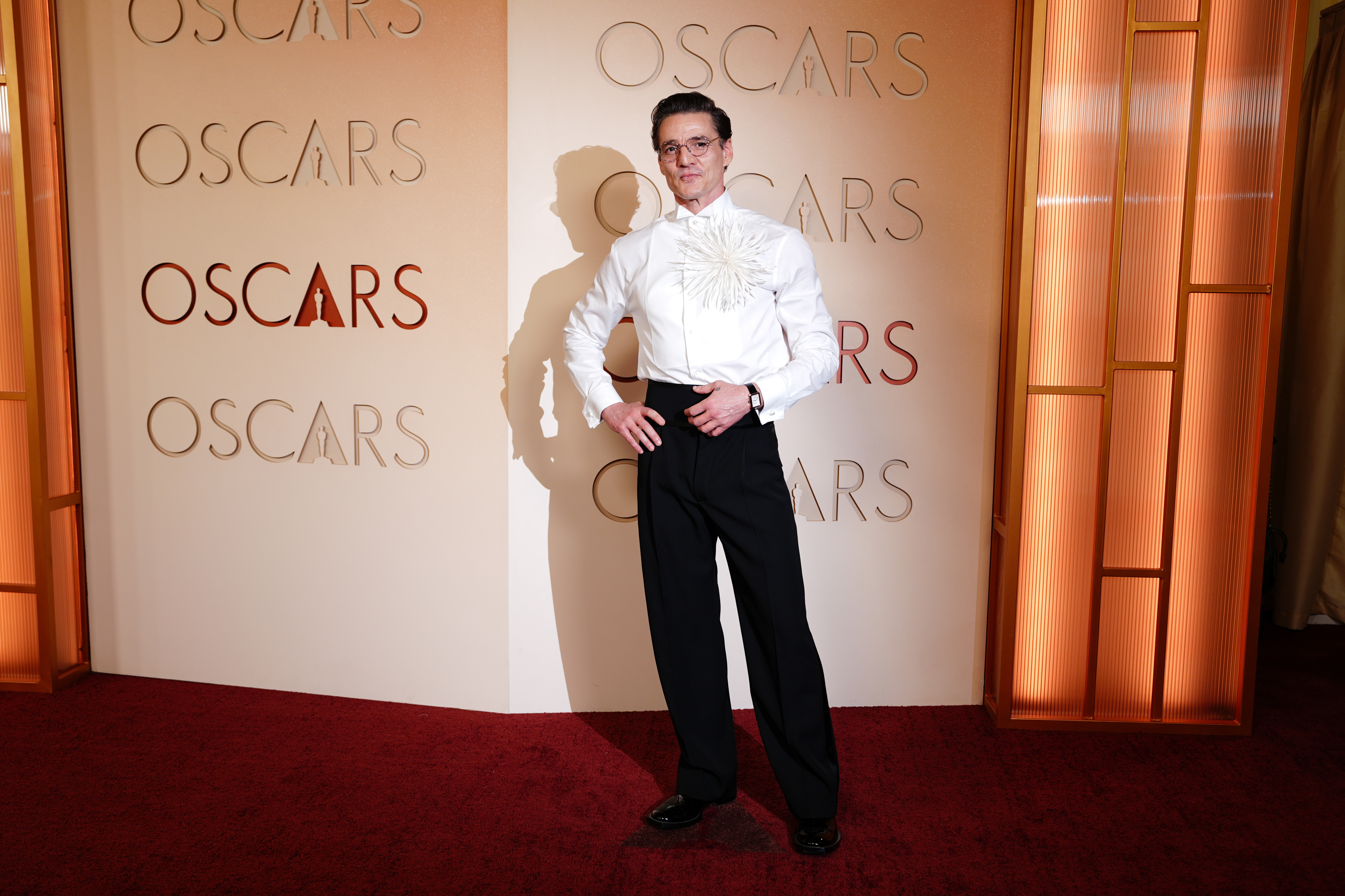 Pedro Pascal arrives at the Oscars on Sunday, March 15, 2026, at the Dolby Theatre in Los Angeles.