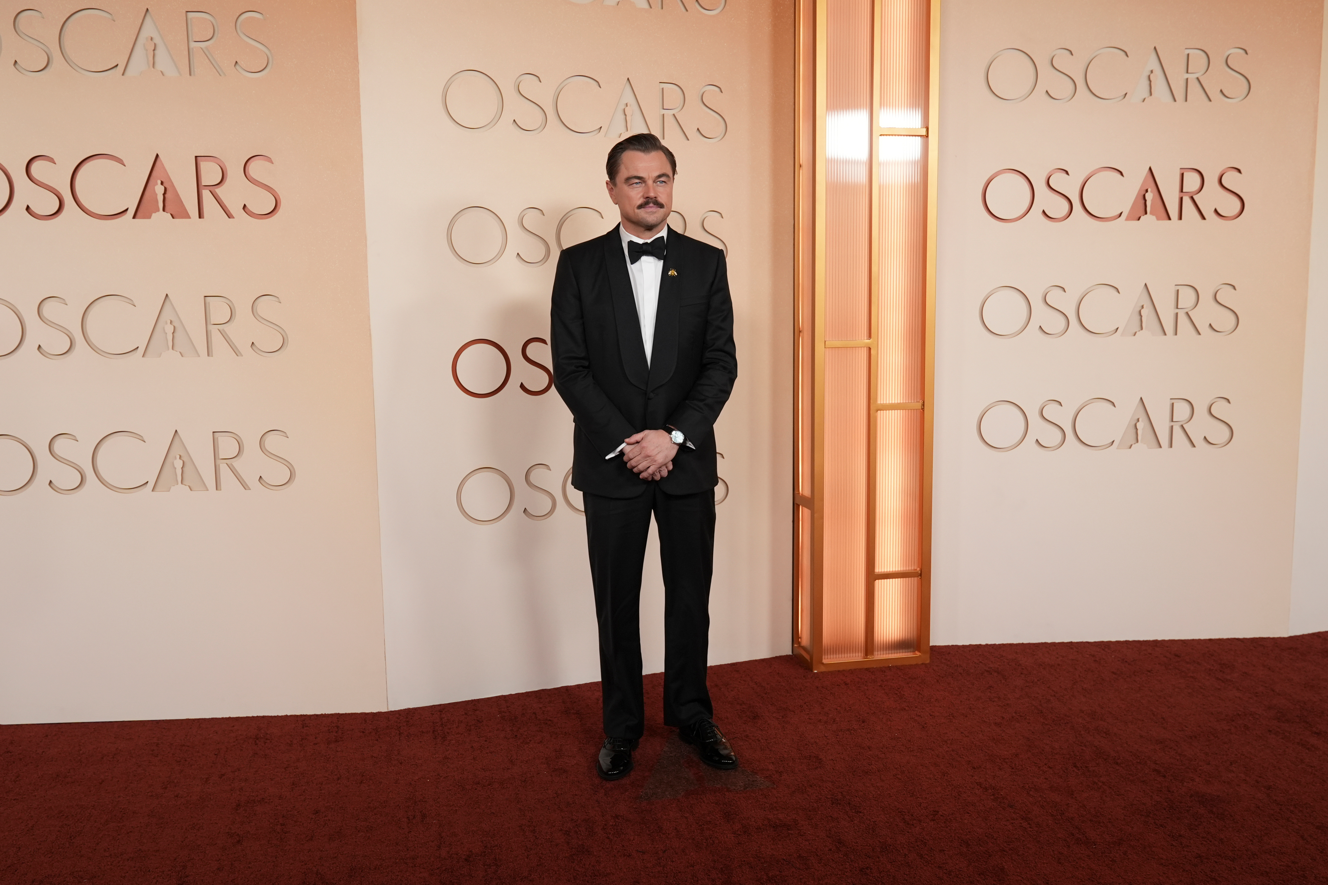 Leonardo DiCaprio arrives at the Oscars on Sunday, March 15, 2026, at the Dolby Theatre in Los Angeles.