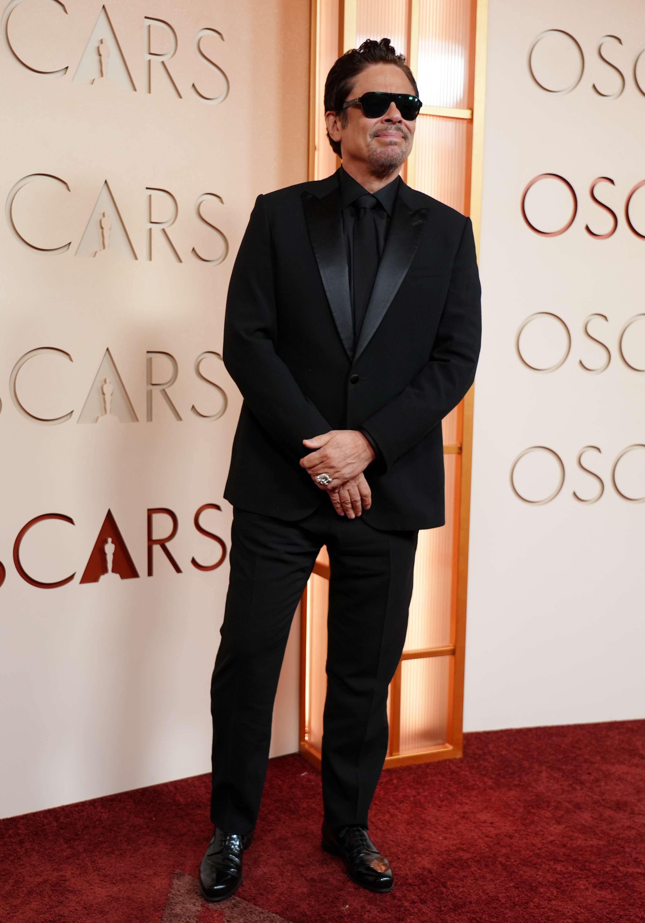 Benicio del Toro arrives at the Oscars on Sunday, March 15, 2026, at the Dolby Theatre in Los Angeles.