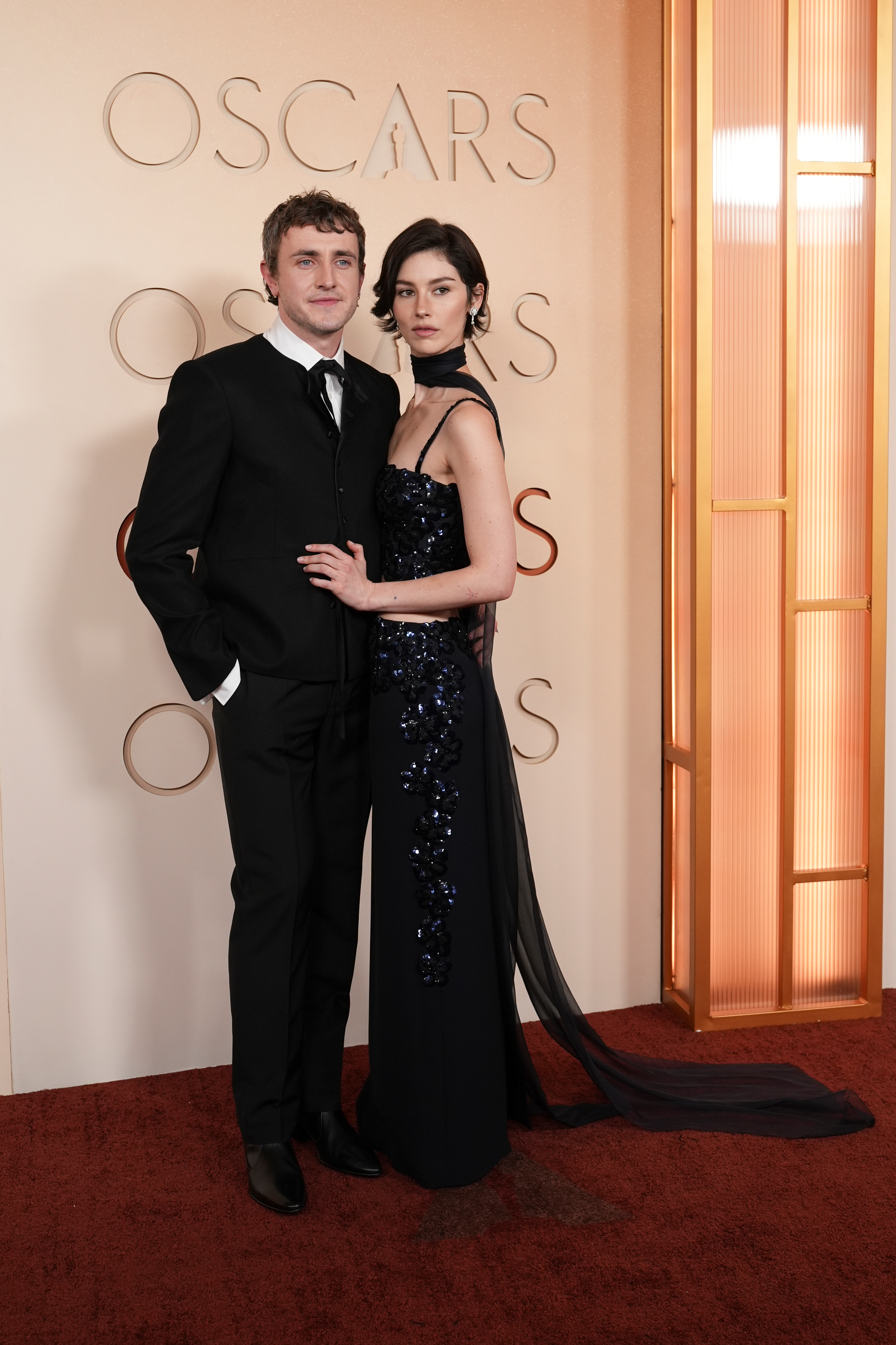 Paul Mescal, left, and Gracie Abrams arrive at the Oscars on Sunday, March 15, 2026, at the Dolby Theatre in Los Angeles.