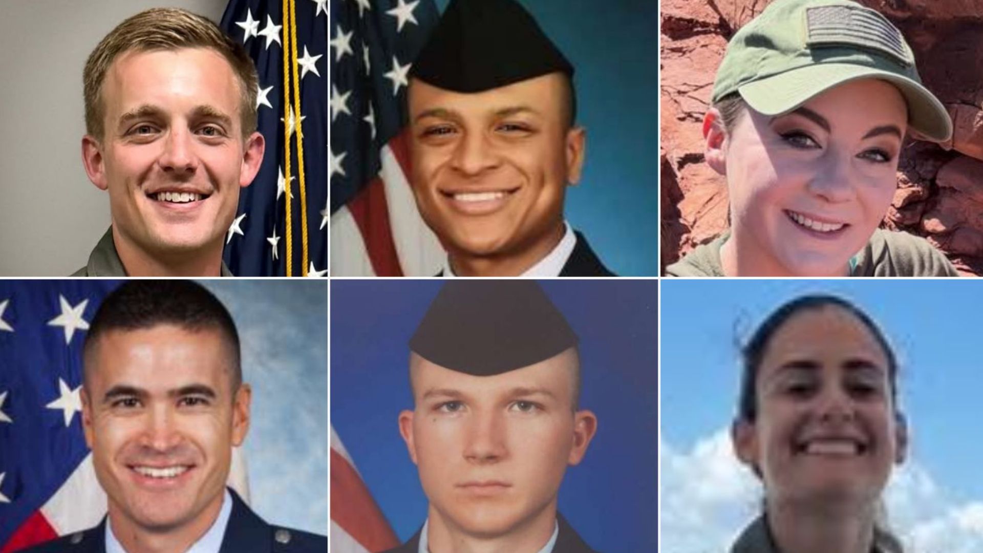 Left to right: Maj. John A. Klinner, Tech. Sgt. Tyler H. Simmons, Tech. Sgt. Ashley B. Pruitt, Capt. Seth R. Koval, Capt. Curtis J. Angst, and Capt. Ariana G. Savino.