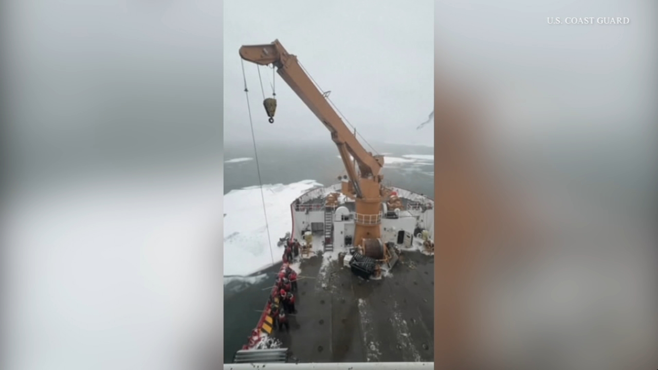 A snowmobile and its rider were rescued after getting stuck on ice near Mackinac Island, Michigan.