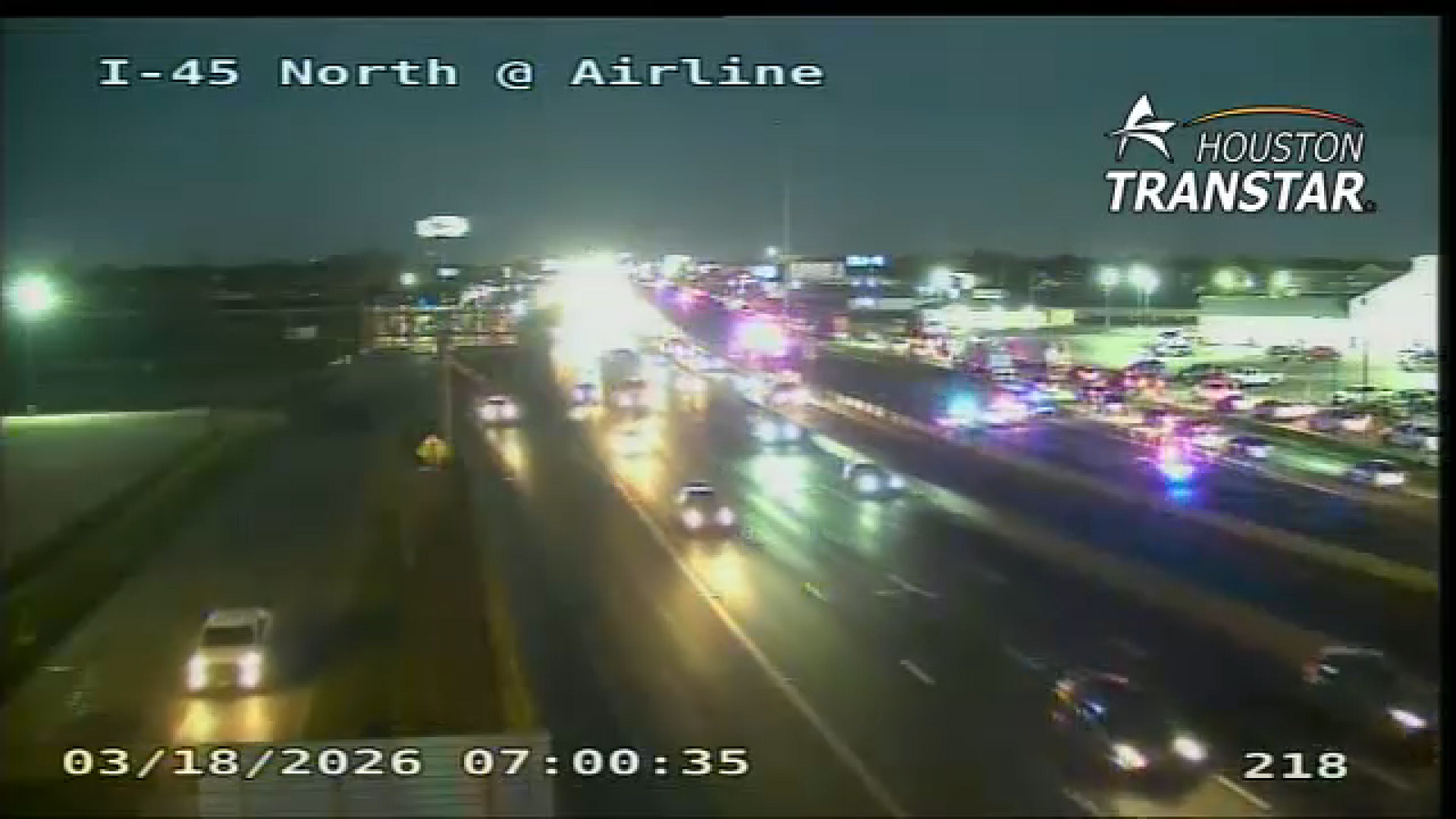 Deadly crash shuts down I-45 North Freeway northbound at Airline Drive
