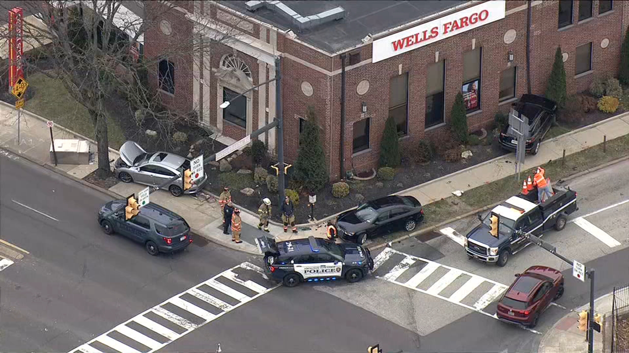 SUV slams into bank after multi-vehicle crash in Abington Twp