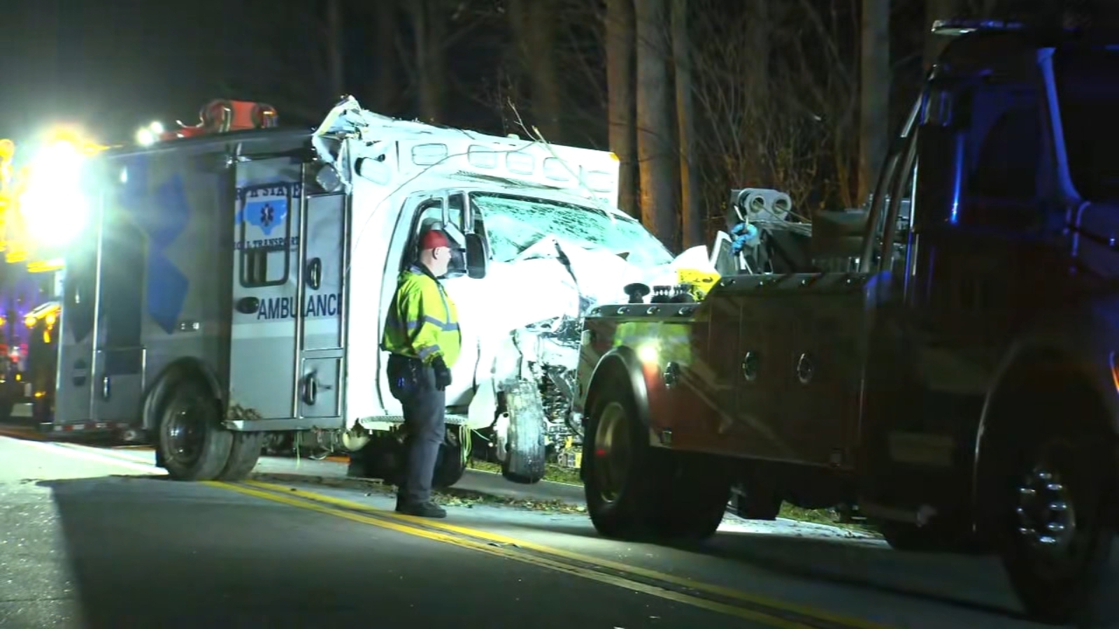 Ambulance crash closes Creedmoor Road; two medics hospitalized