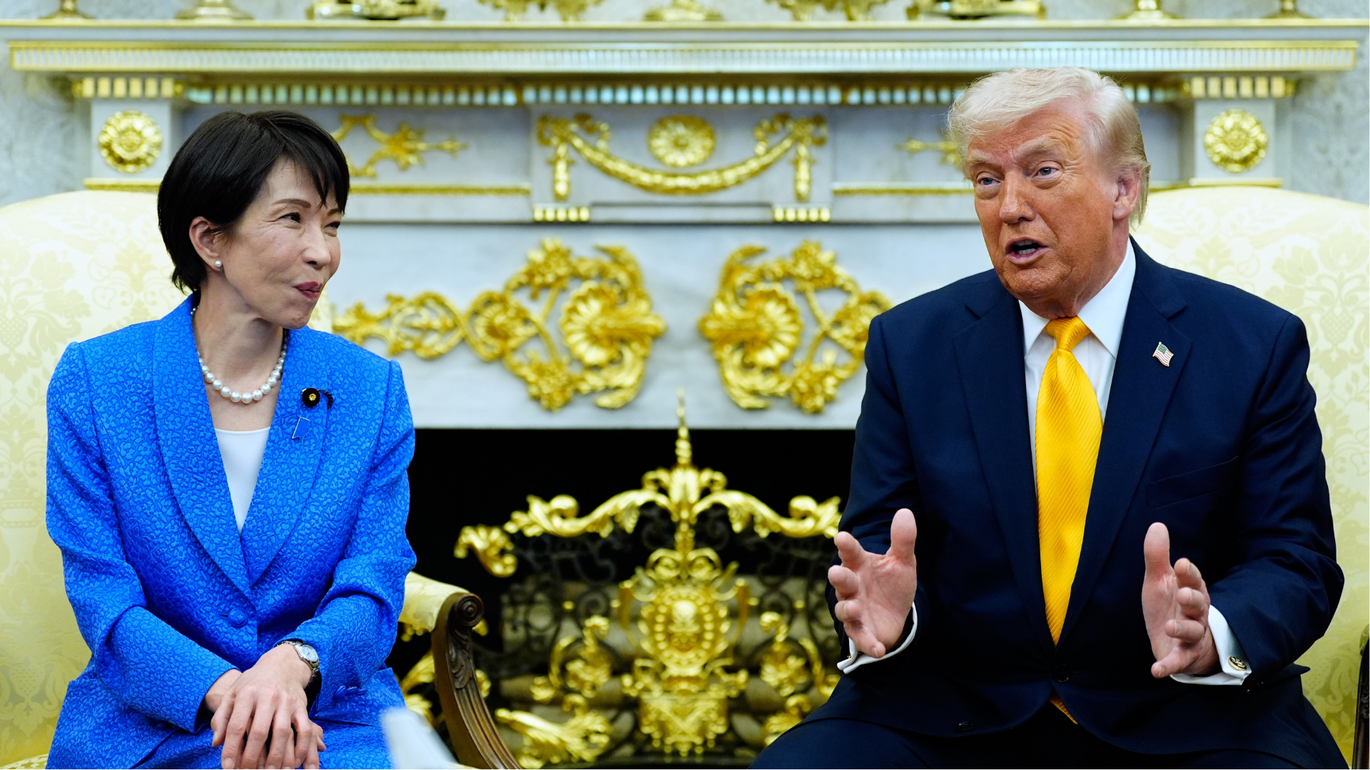 President Donald Trump speaks during a meeting with Japan's Prime Minister Sanae Takaichi in the Oval Office of the White House, Thursday, March 19, 2026, in Washington.