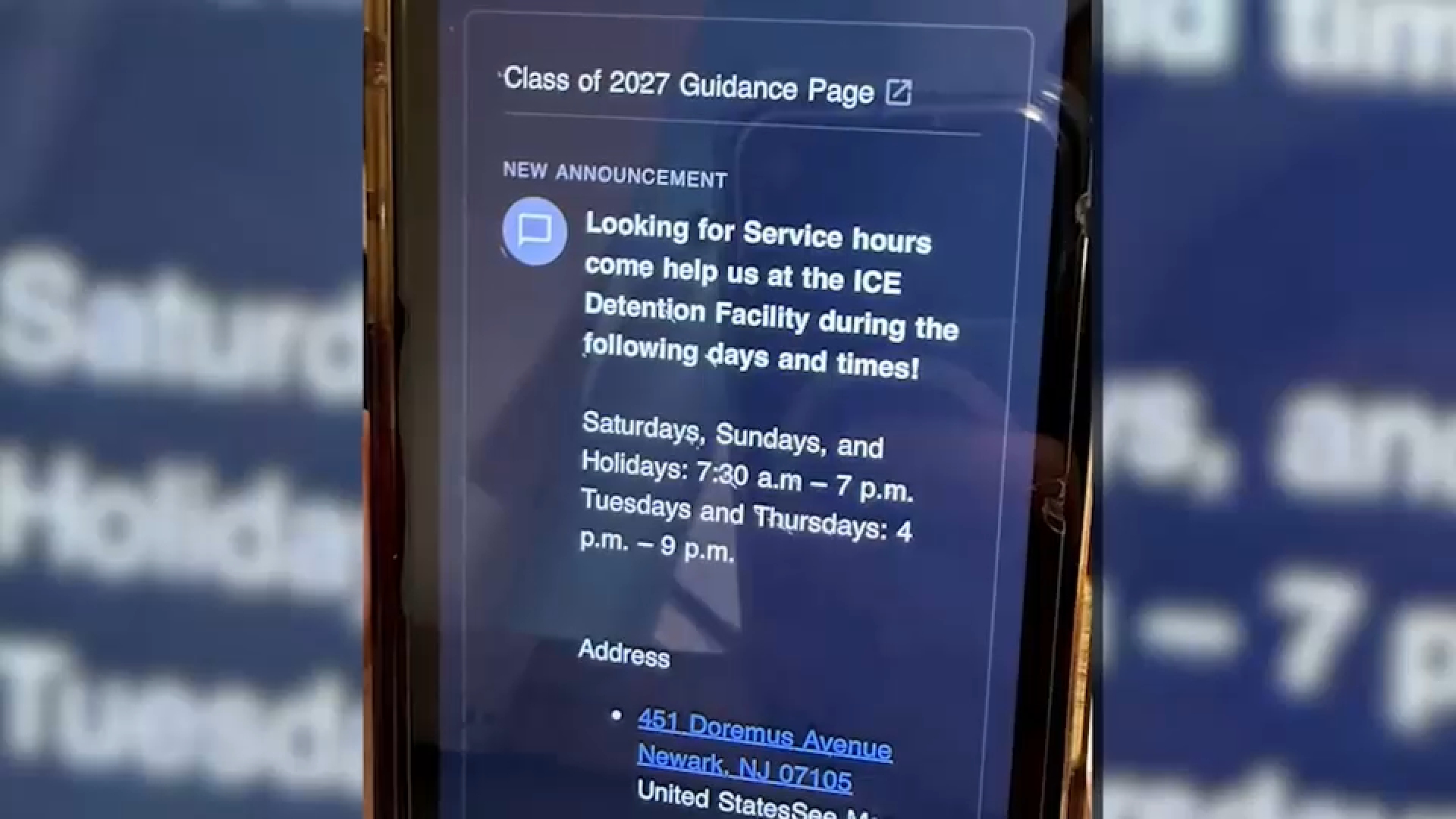 NJ high school students receive notification to volunteer at ICE facility