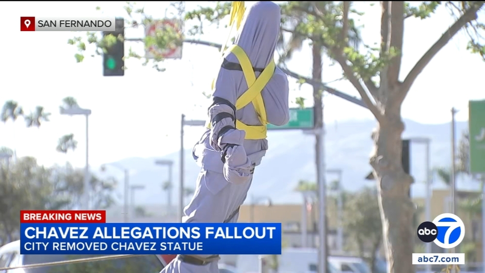 City of San Fernando removes statue of Cesar Chavez - ABC7 Los Angeles