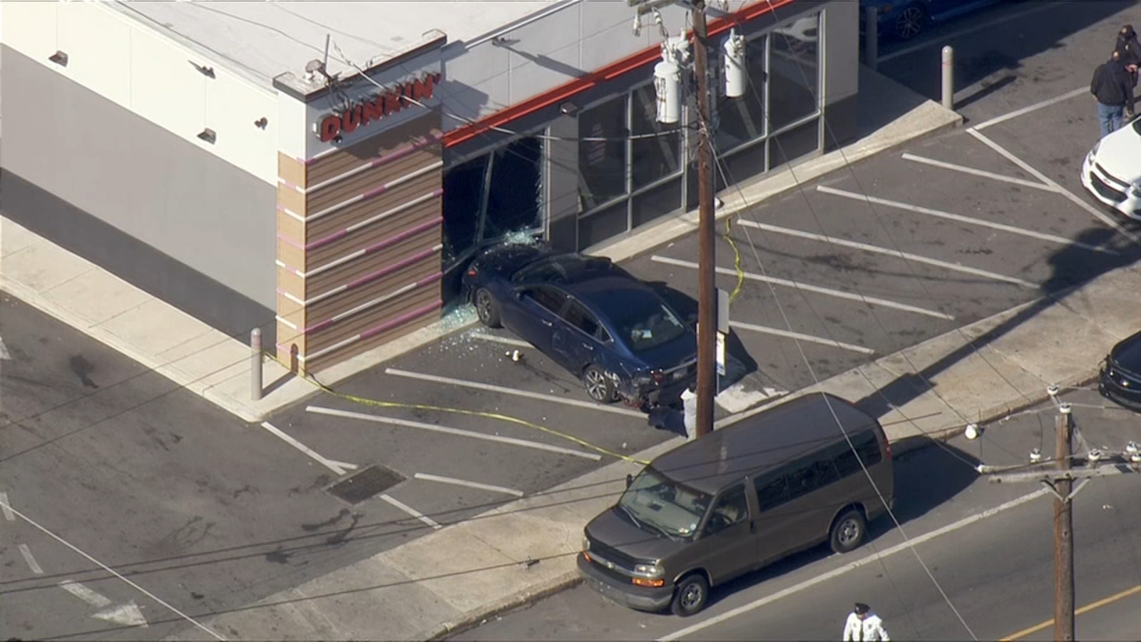 Car crashes into Dunkin' store in Southwest Philadelphia