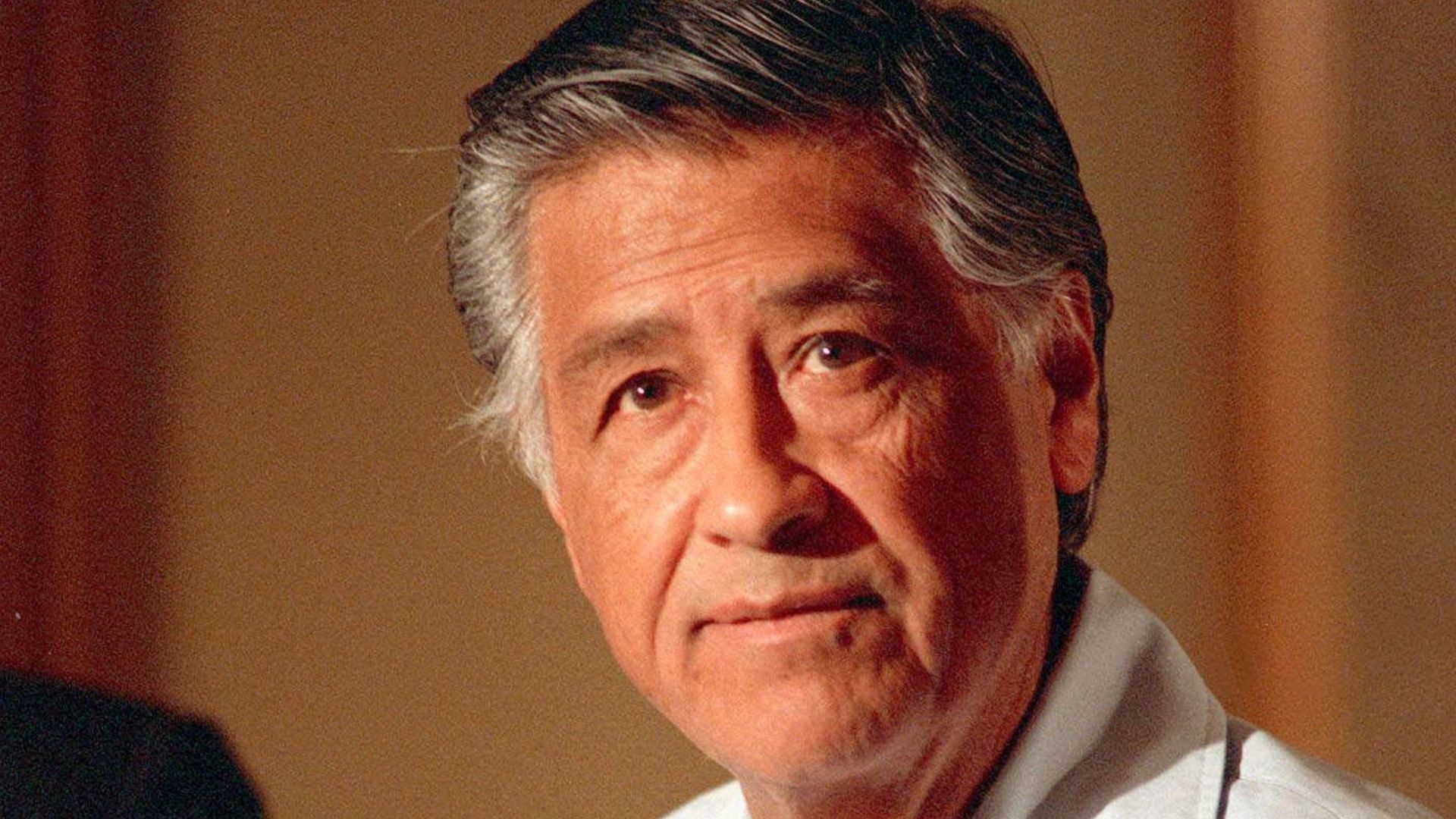 FILE - Cesar Chavez speaks during a Los Angeles news conference March 8, 1989.