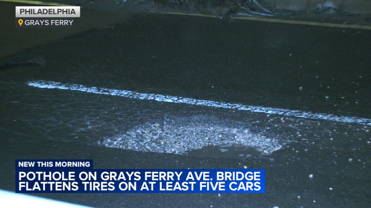 Large pothole damages multiple cars on Grays Ferry Avenue Bridge