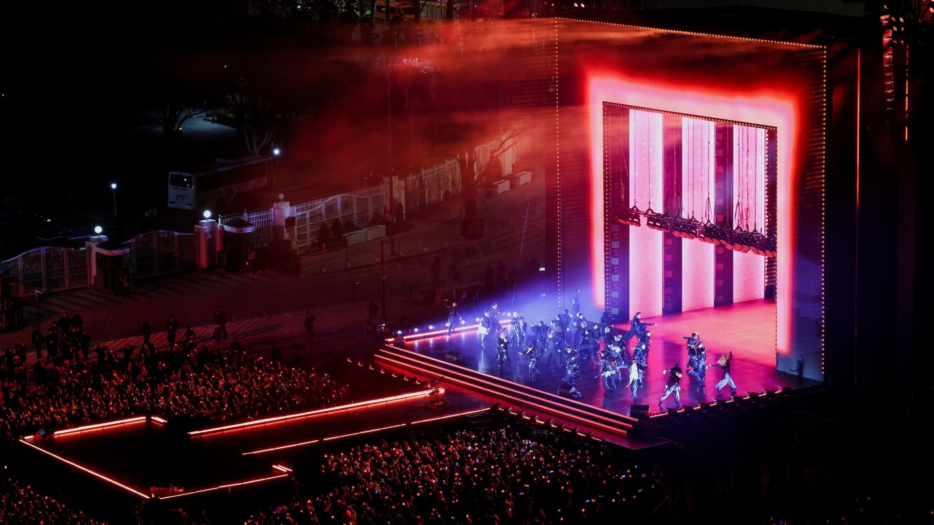 Kpop group BTS perform during 'BTS The Comeback Live Arirang' concert in central Seoul, South Korea, March 21, 2026.