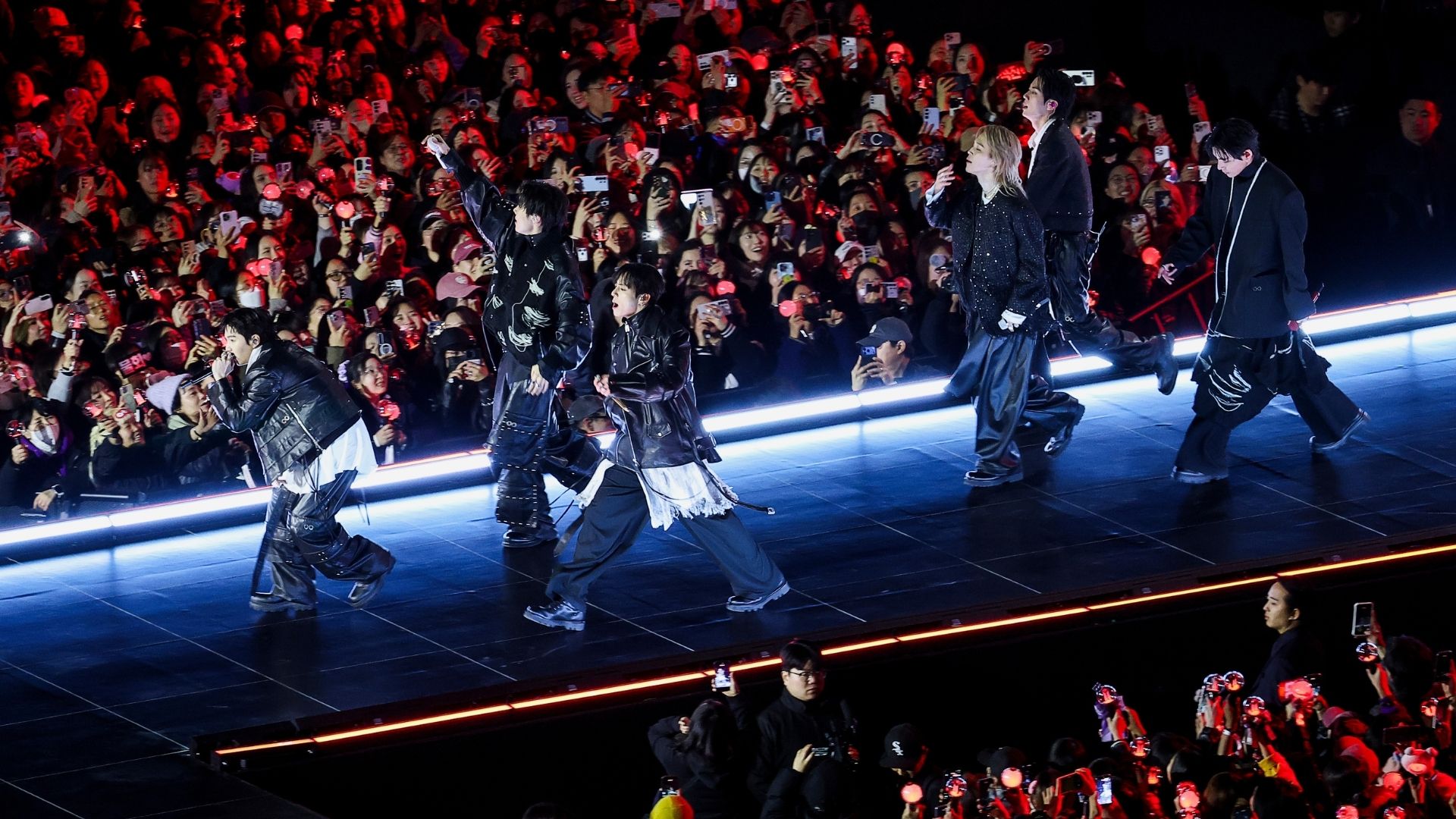 Kpop group BTS perform during 'BTS The Comeback Live Arirang' concert in central Seoul, South Korea, March 21, 2026.