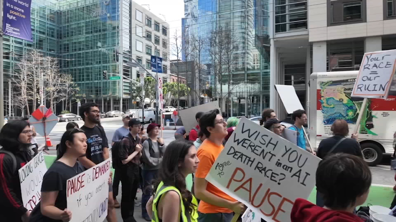 SF protesters urge AI pause as White House pushes new framework