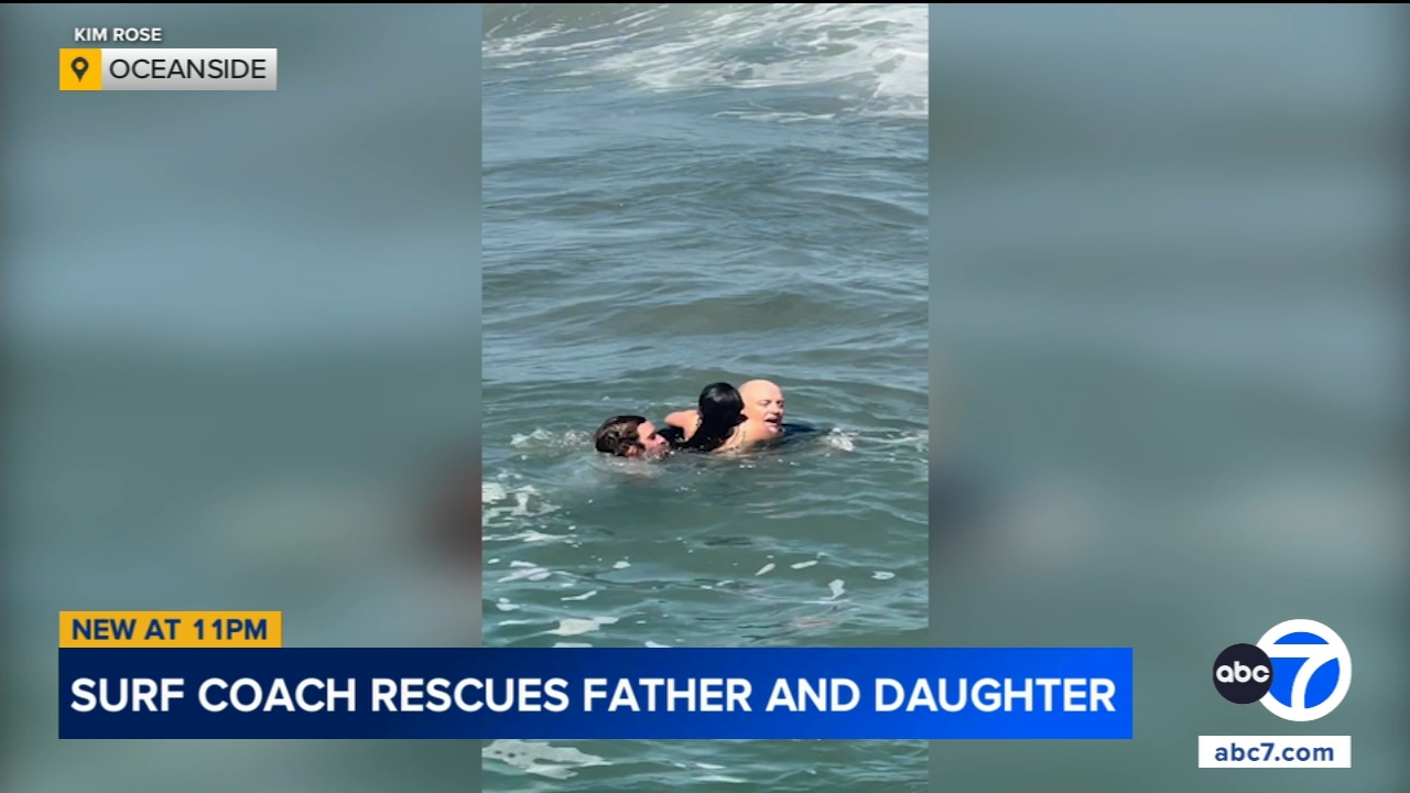 SoCal surf coach springs into action as father, daughter get caught up in rip current in Oceanside