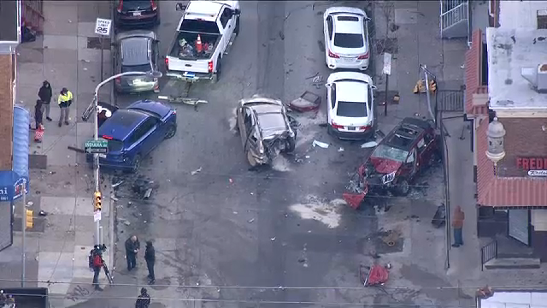 At least two people were seriously hurt in a multi-vehicle crash in North Philadelphia on Friday morning.