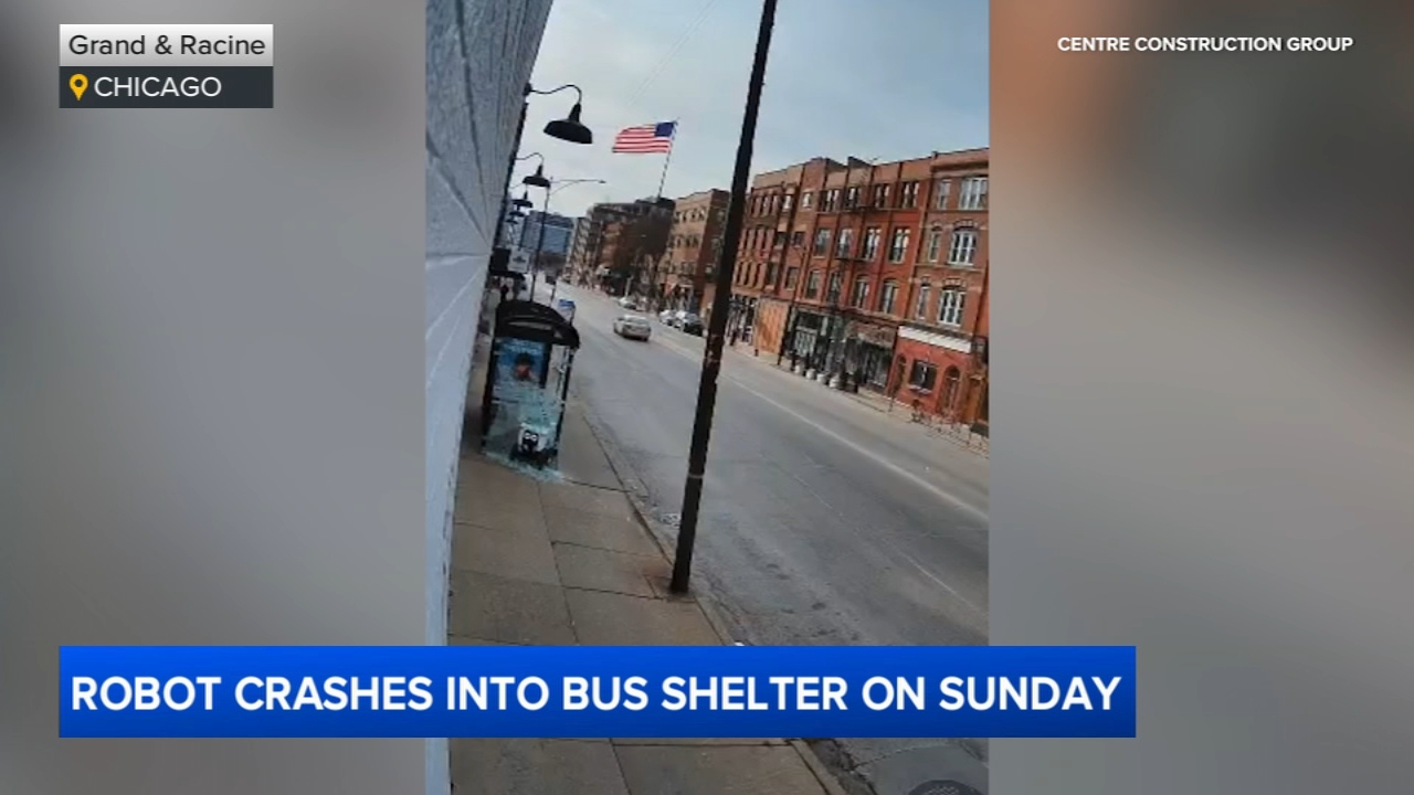 2 delivery robots crash into CTA bus stops; 1 incident caught on video