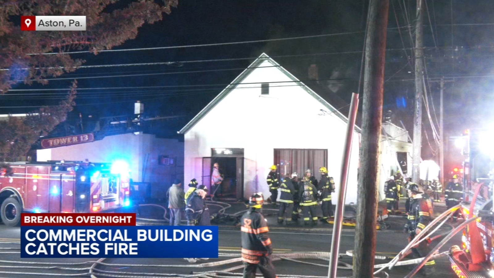 Firefighters battle two-alarm commercial building fire in Delaware County