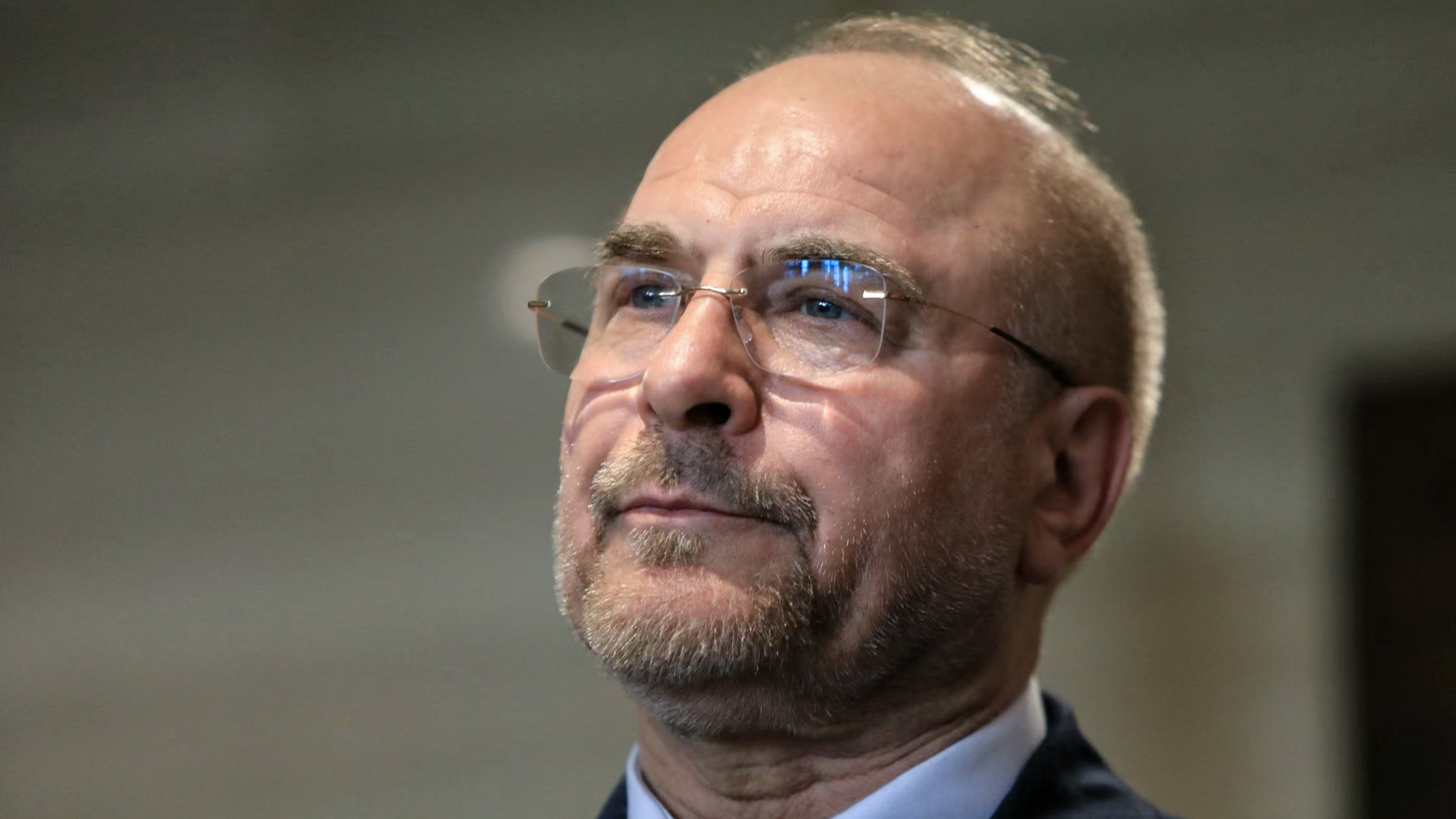 (FILES) Iran's Parliament Speaker Mohammad Bagher Ghalibaf is pictured after meeting his Lebanese counterpart in Beirut on October 12, 2024.
