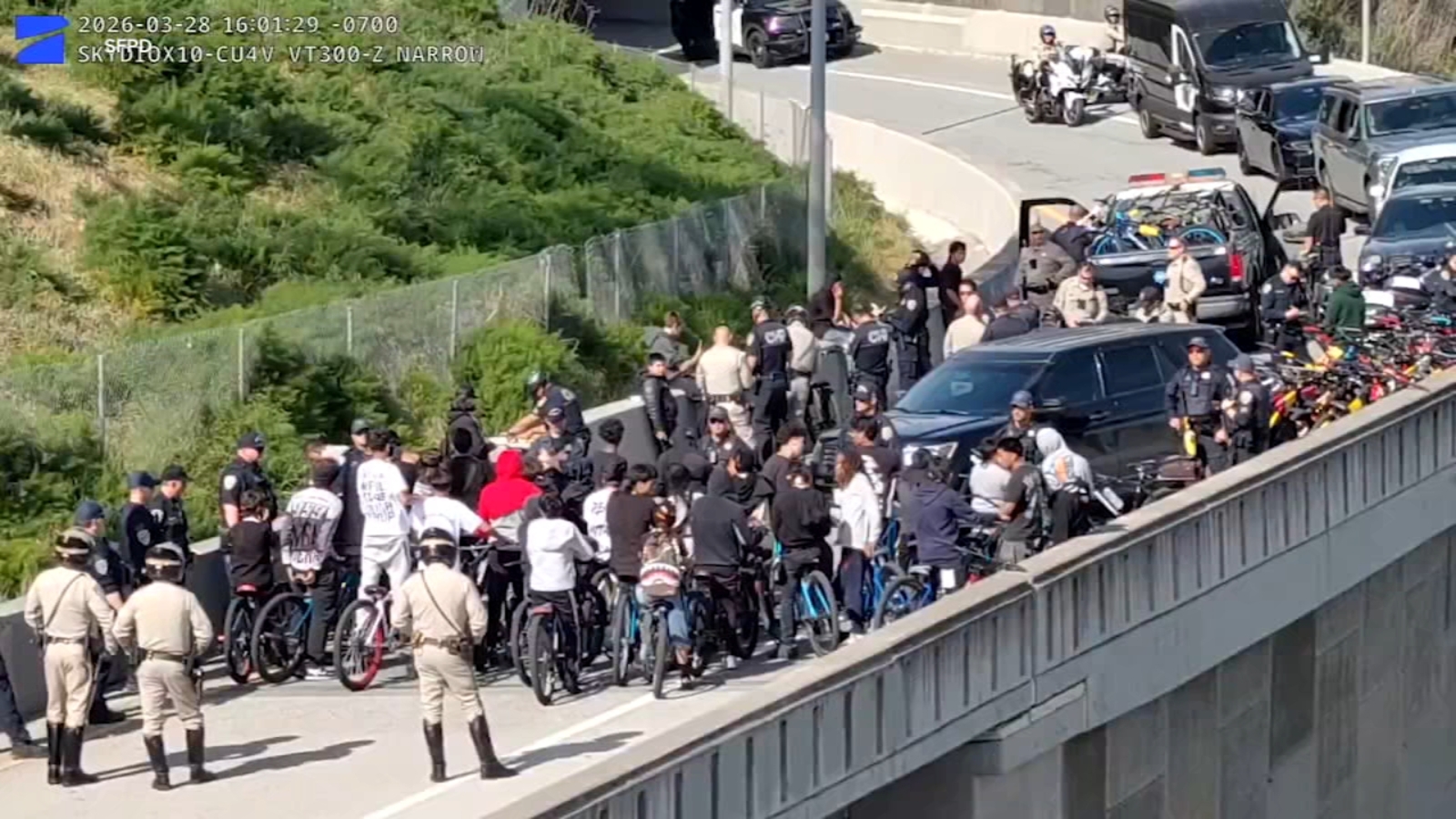Police stop attempted Bay Bridge takeover by 85 unruly cyclists, seizing their bikes