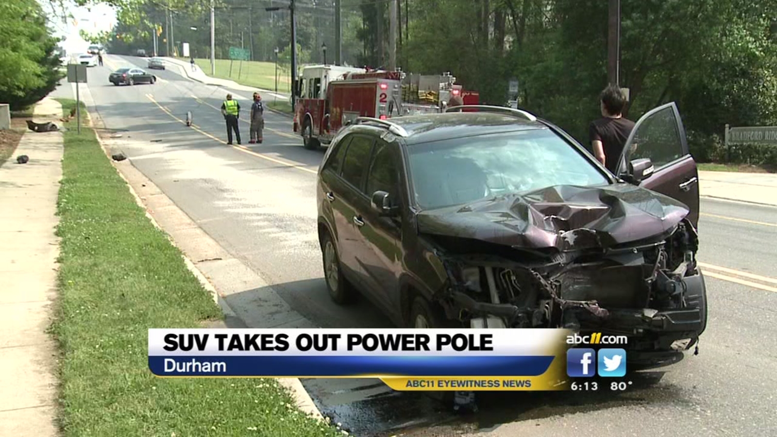 Young driver knocks down power pole in Durham - ABC11 Raleigh-Durham