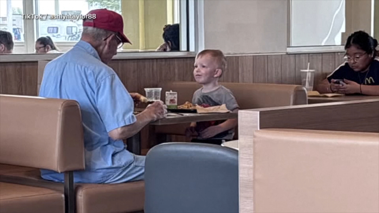 In a viral video, a 3-year-old boy named Hudson is seen sharing a meal with a stranger at a McDonald’s who was eating alone.
