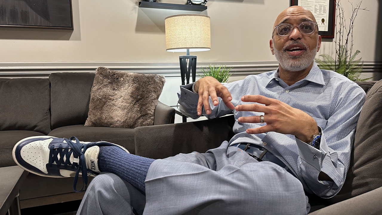 Pastor James Gailliard discusses his North Carolina state Senate campaign in his office at his Word Tabernacle Church in Rocky Mount, N.C., March 11, 2026.