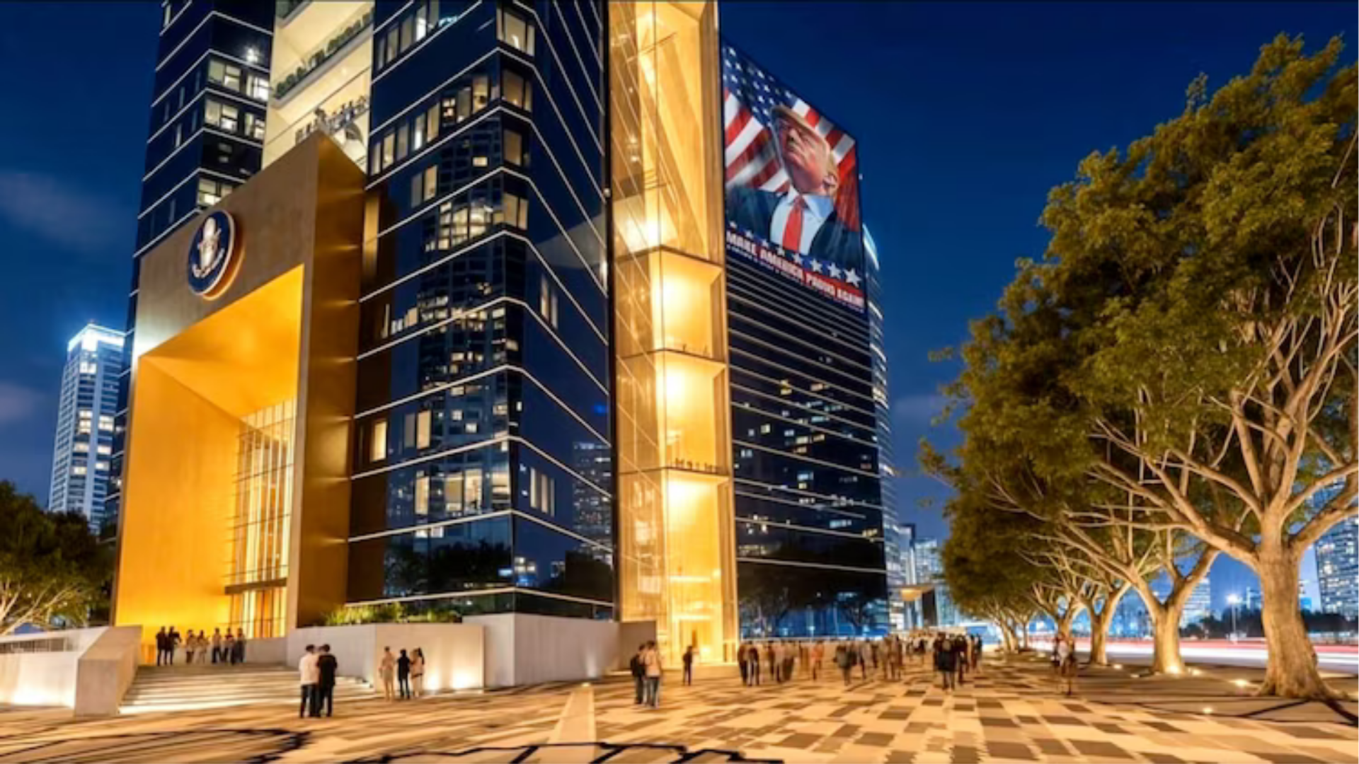 A first look at the the future Donald J. Trump Presidential Library in Miami was unvield by Eric Trump, son of President Donald Trump in a video shared on X, March 30, 2026.