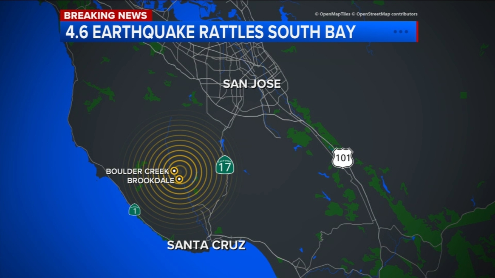 4.6 magnitude earthquake strikes in Santa Cruz Mountains, rattling Bay Area: USGS