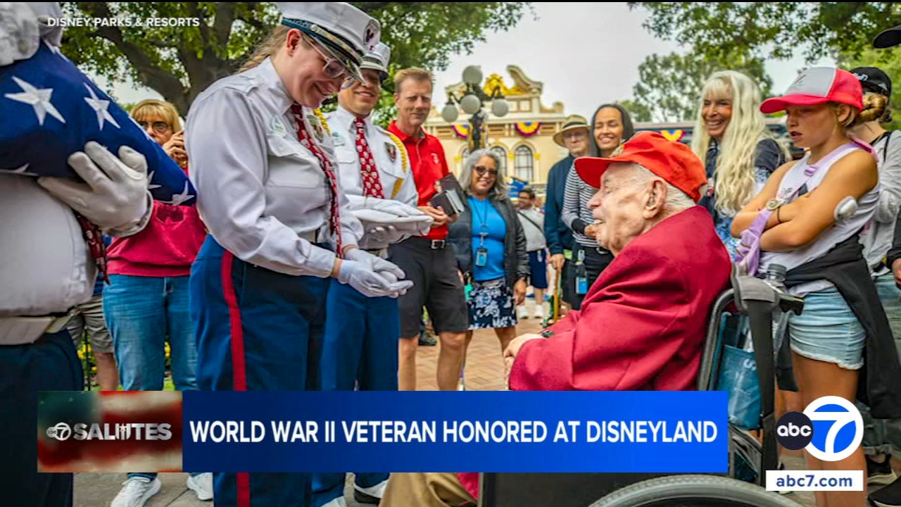 WWII combat medic veteran honored during flag ceremony at Disneyland