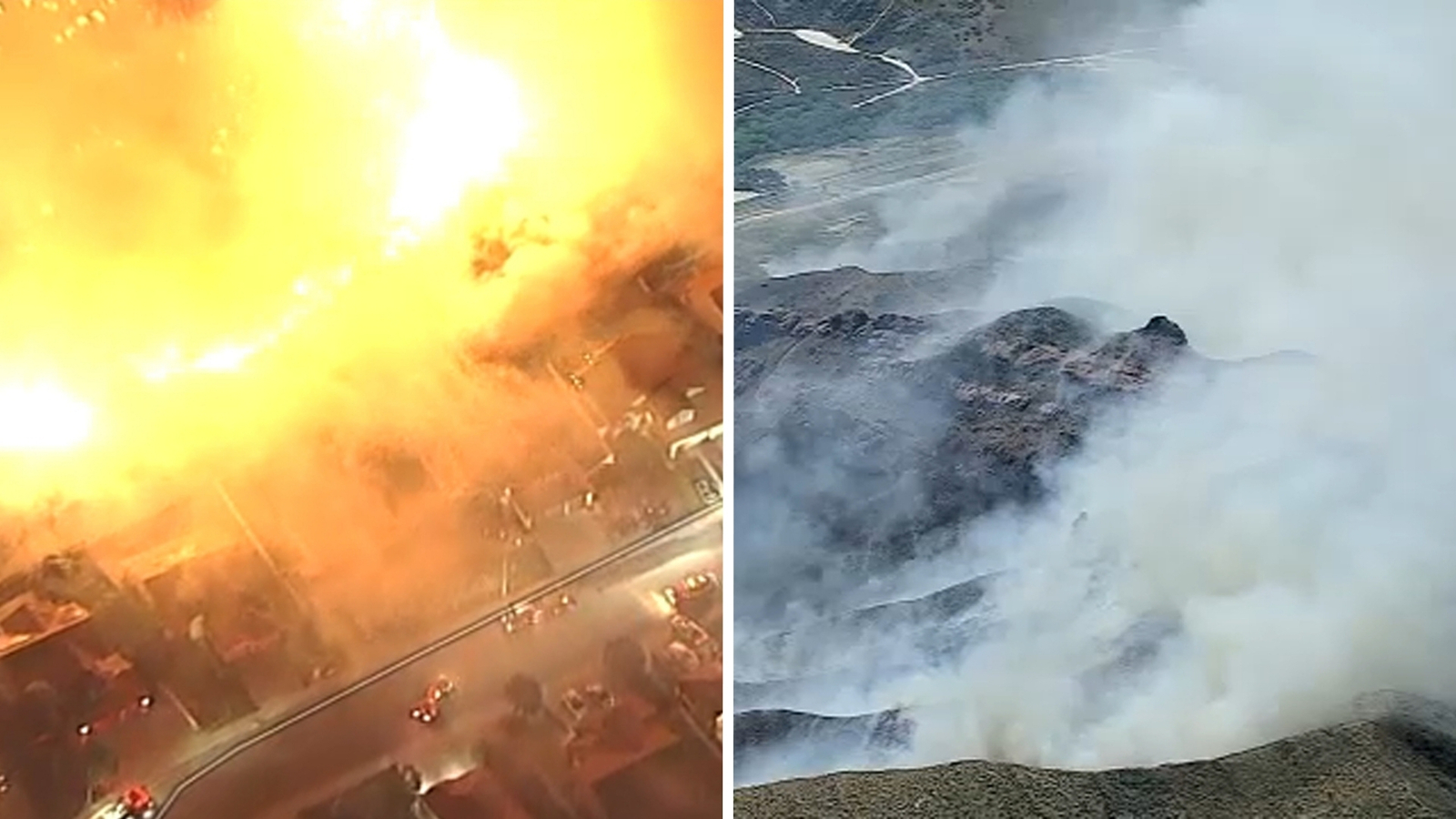 Brush fires erupted in the Inland Empire and northern L.A. County Friday, triggering evacuations as Santa Ana winds picked up across Southern California.