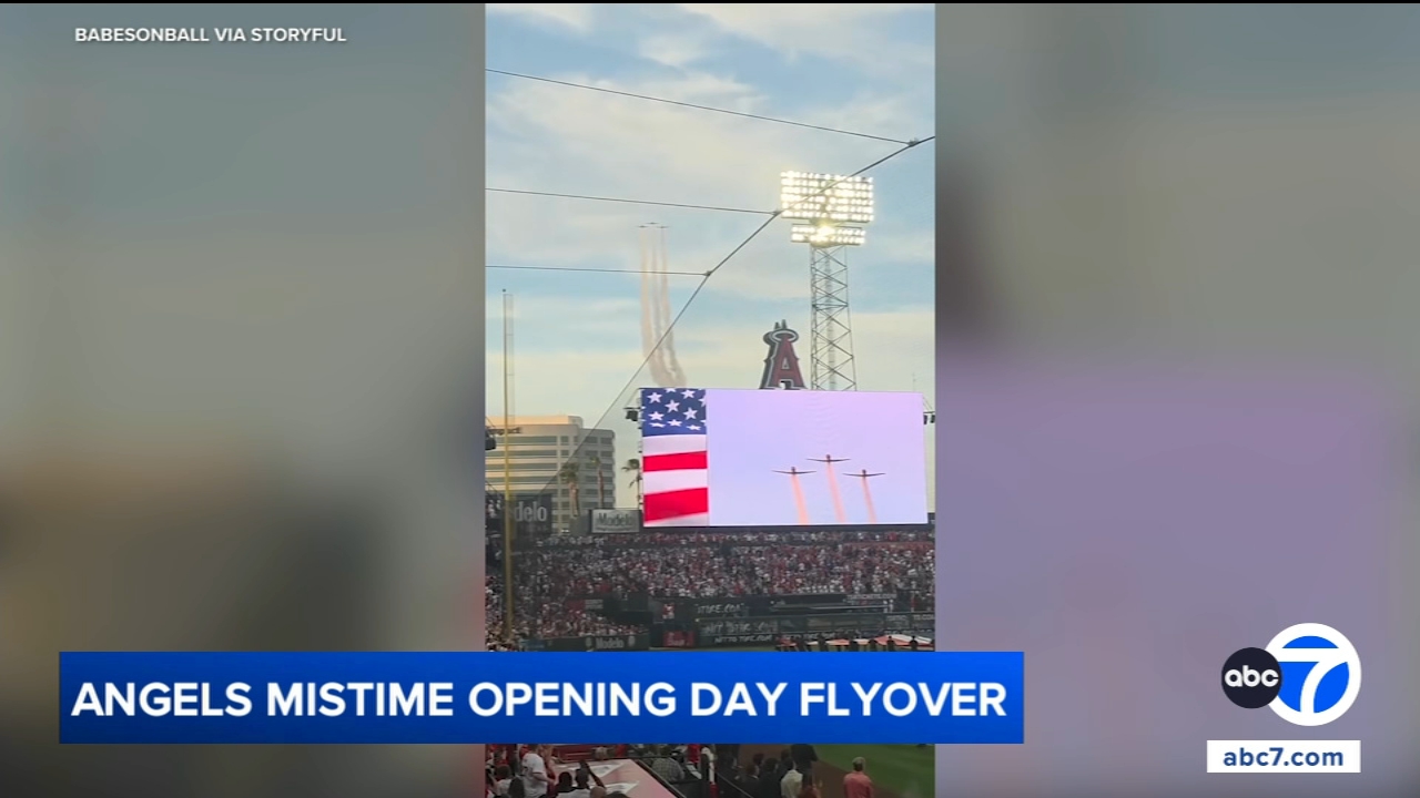 Singer tries to stretch out national anthem at Angels home opener due to flyover delay