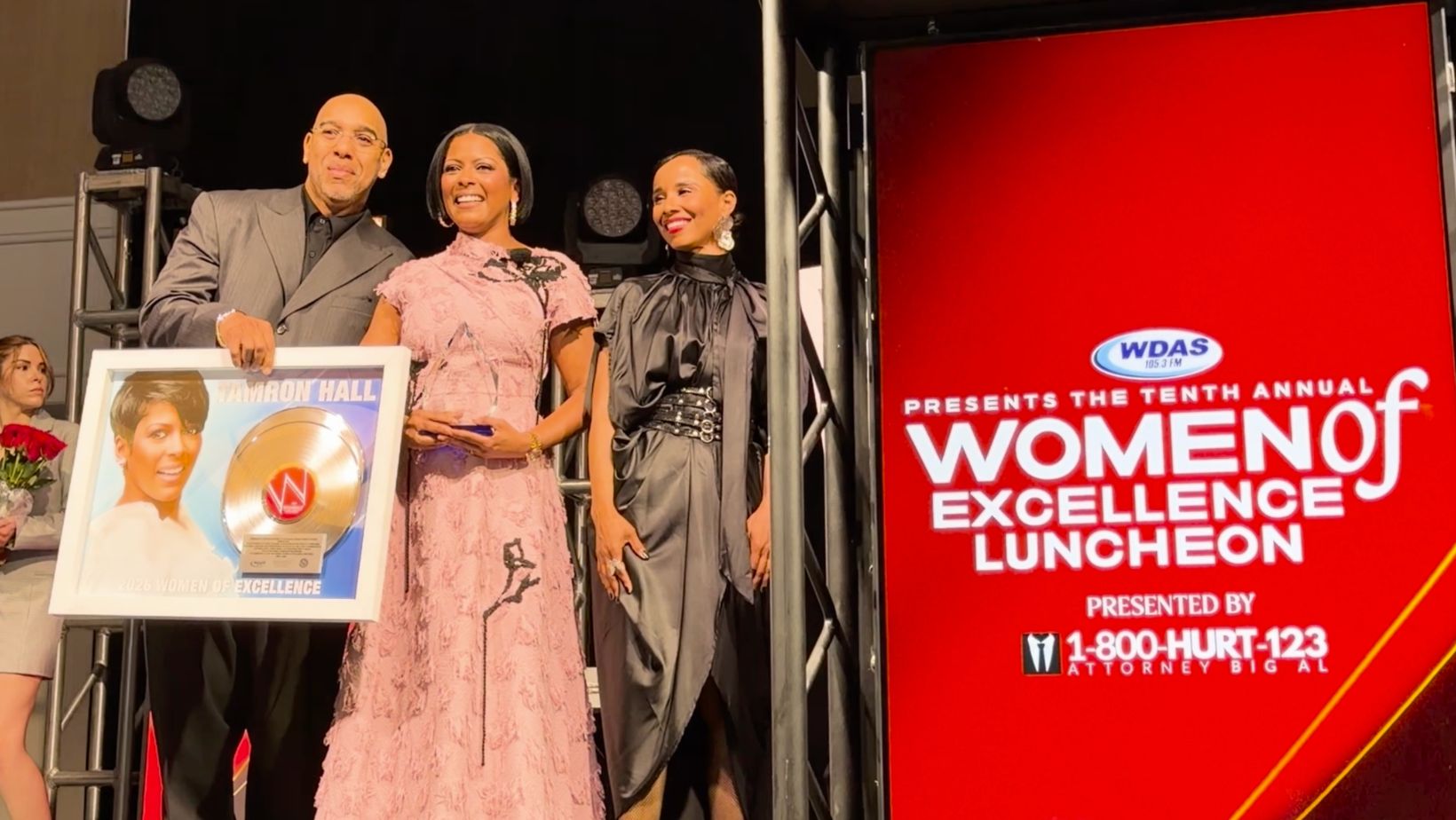 Tamron Hall receives an award for media excellence in Philadelphia