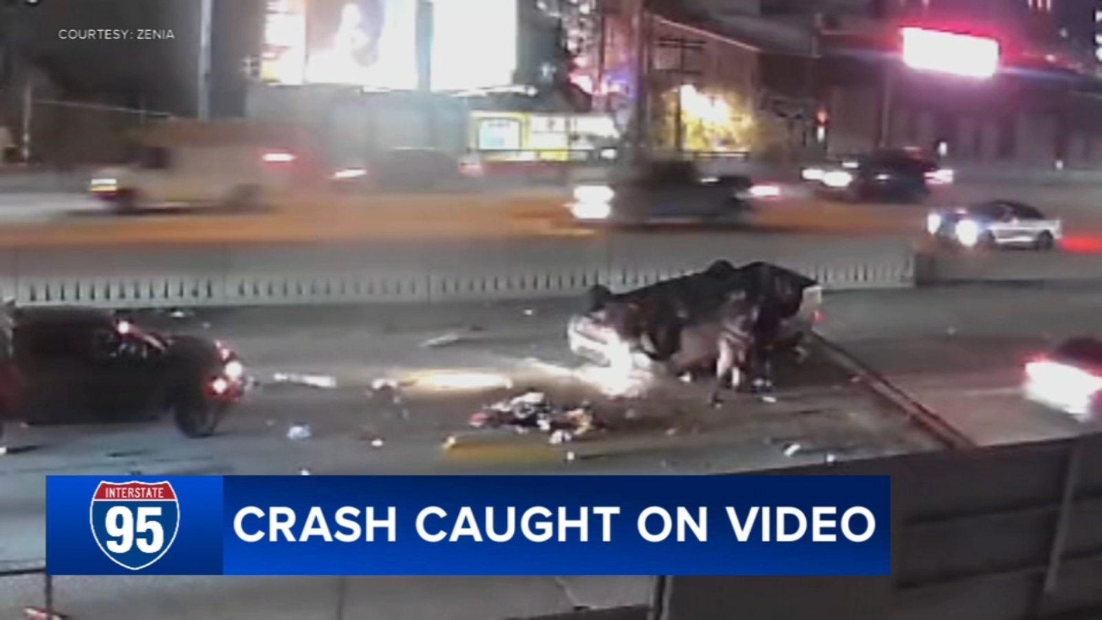 Video captures dramatic rollover crash on I-95 in Philadelphia - 6abc ...