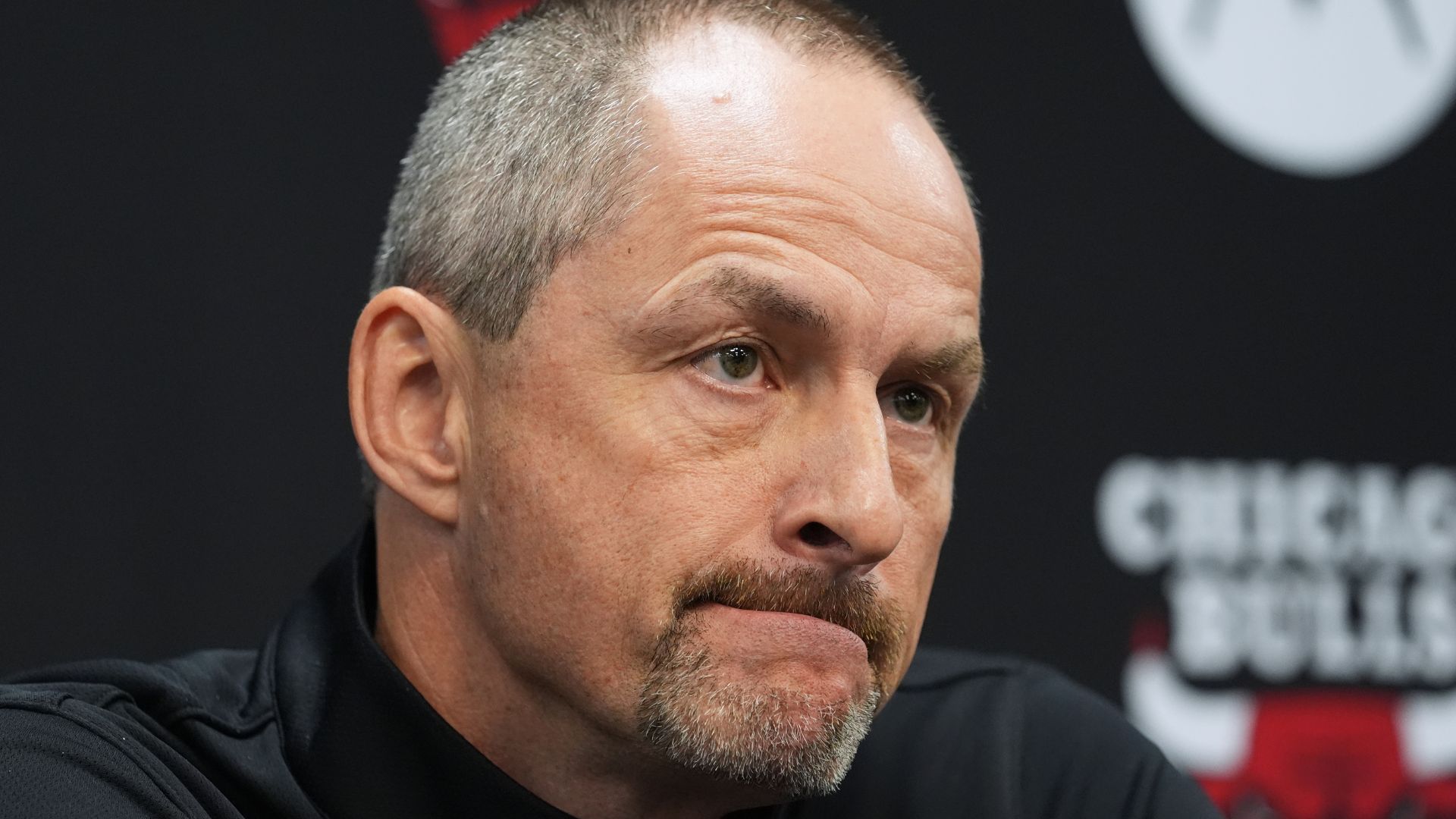 Chicago Bulls Executive Vice President, Basketball Operations Artūras Karnišovas talks to media at a news conference in Chicago, Monday, Sept. 29, 2025.