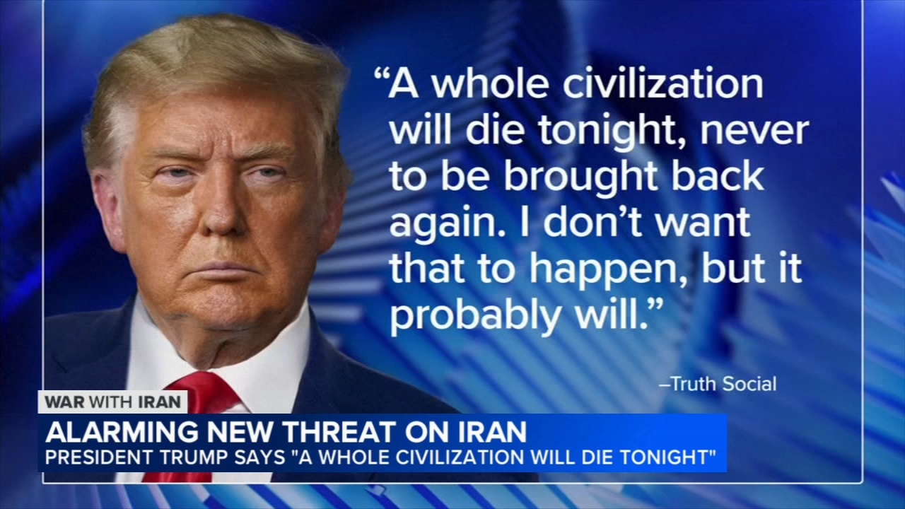 Trump, hours until deadline, threatens Iran's'whole civilization will die tonight'