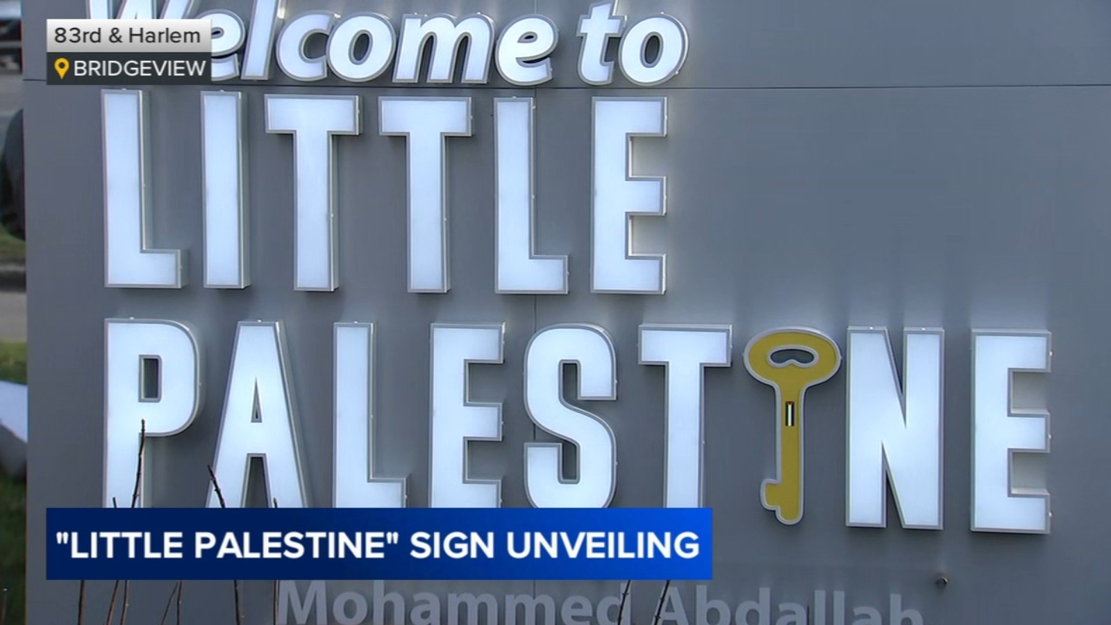 New 'Little Palestine' sign  unveiled on Harlem Avenue in Bridgeview