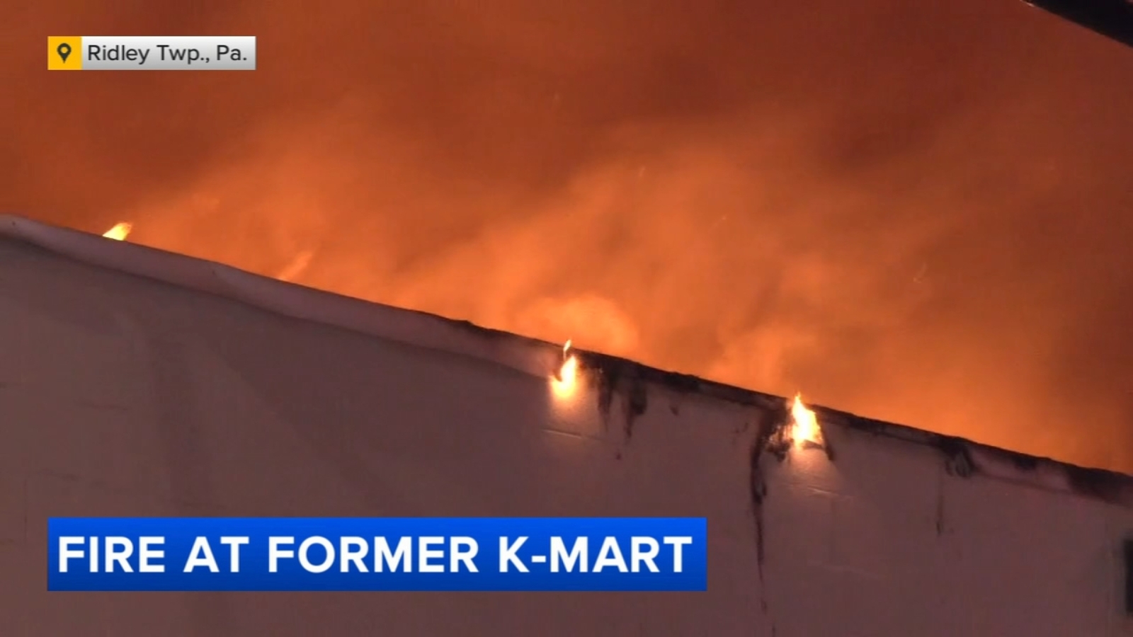 Crews battle fire at former K-Mart building at MacDade Mall in Ridley Township, Delaware County